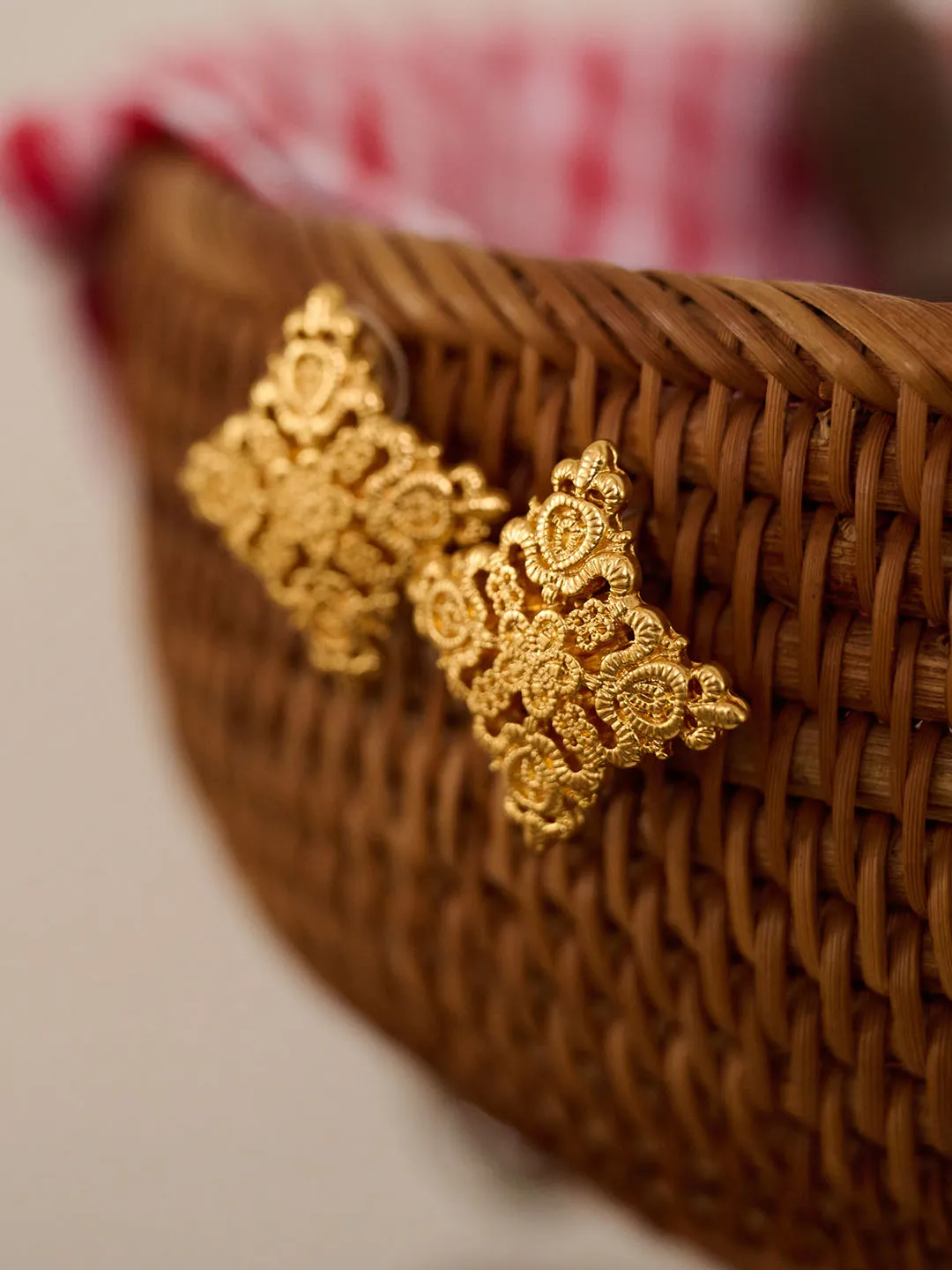 Macaron Vintage Gold Earrings sold by Simple Retro product image thumbnail 3