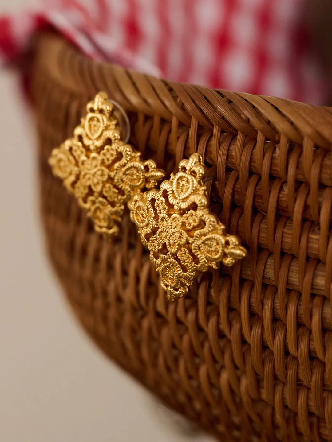 Macaron Vintage Gold Earrings sold by Simple Retro product image thumbnail 4