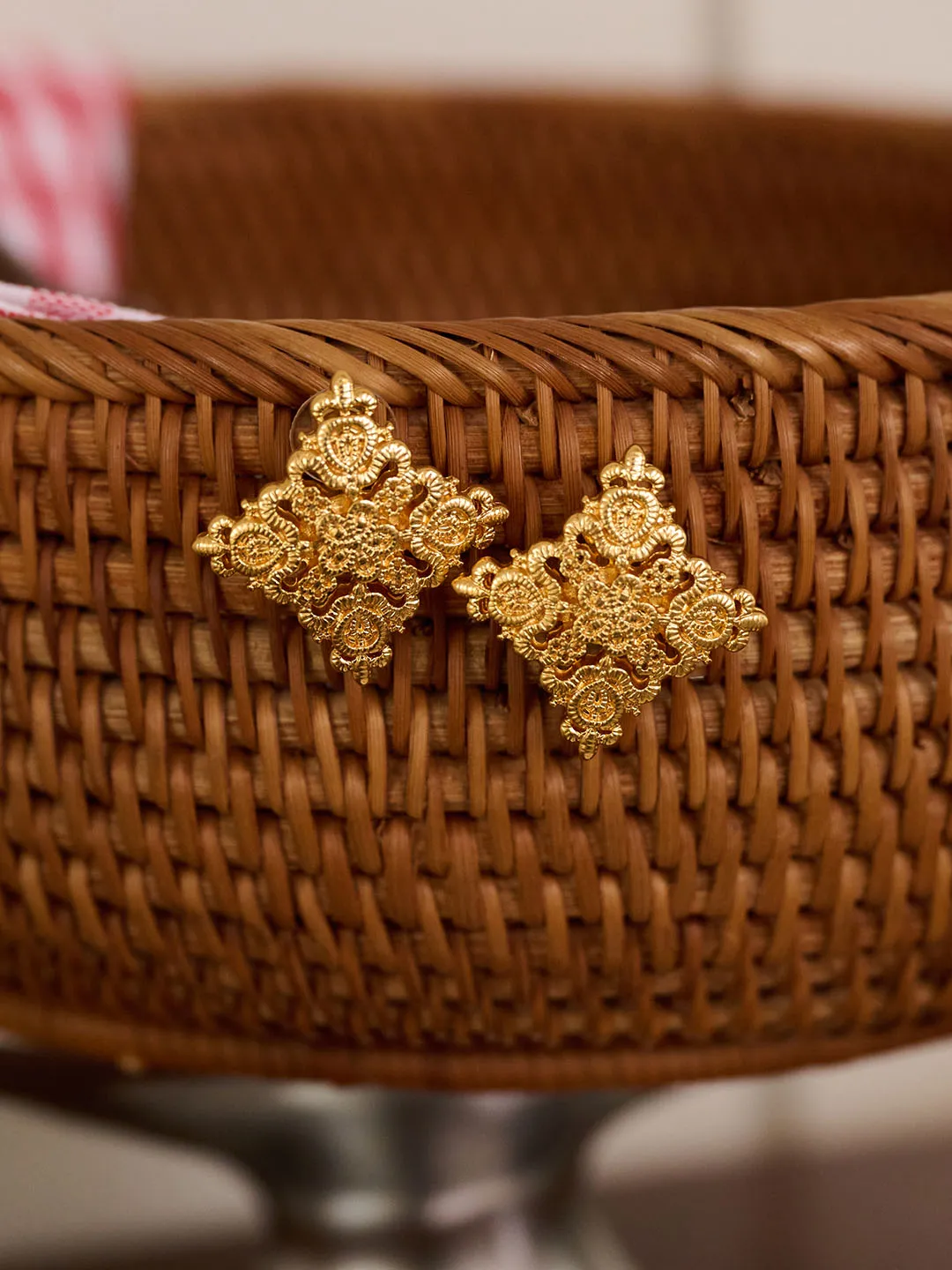 Macaron Vintage Gold Earrings sold by Simple Retro product image thumbnail 2