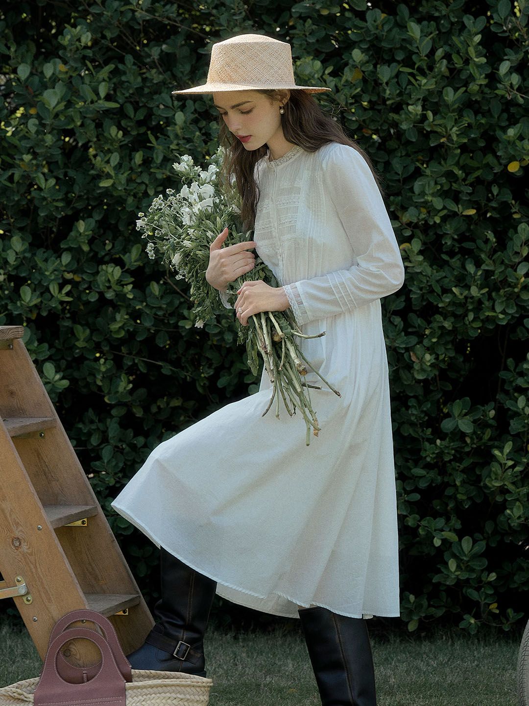 Rachel Romantic Lace Patchwork Cotton Dress sold by Simple Retro product image thumbnail 3