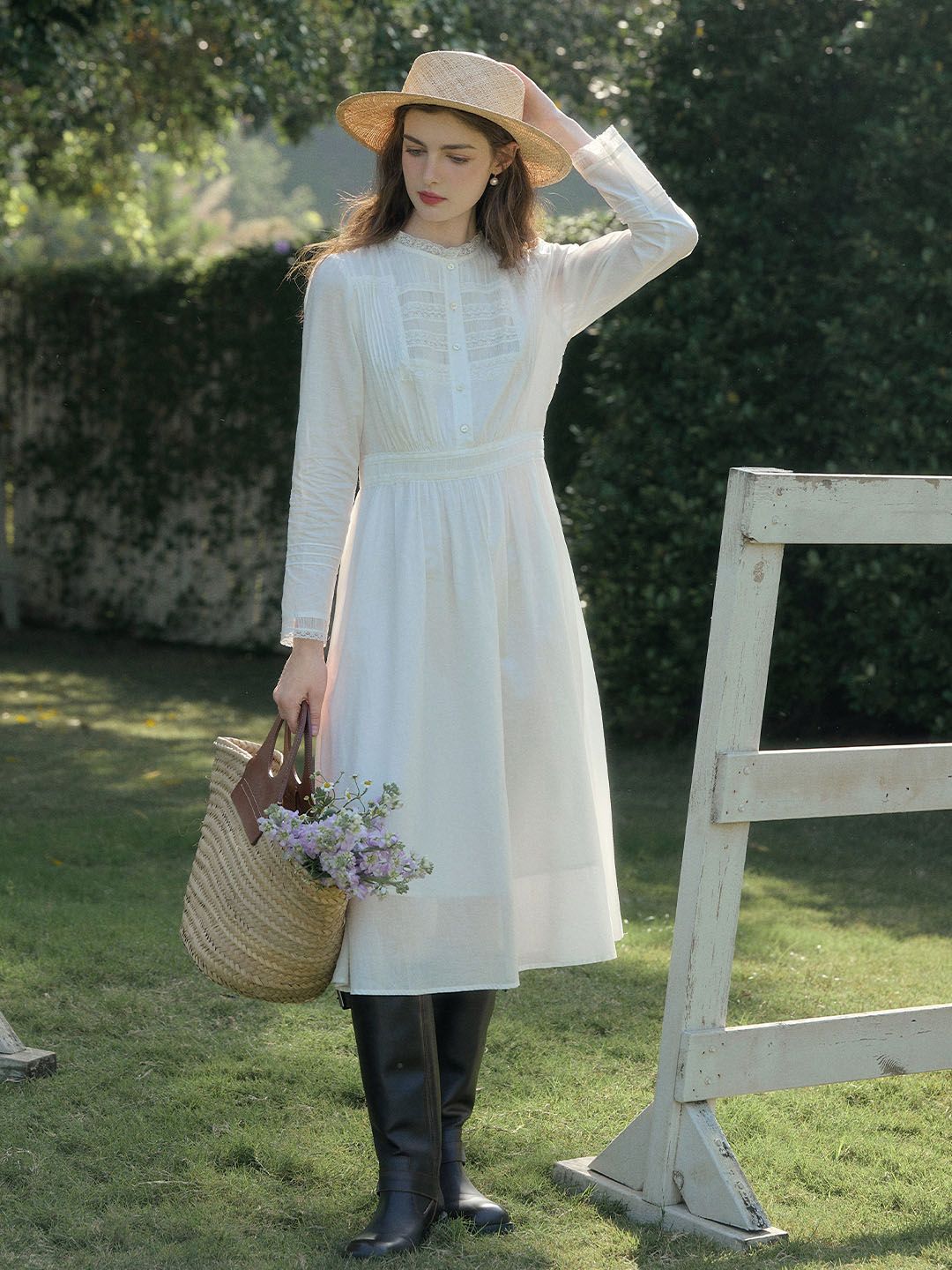 Rachel Romantic Lace Patchwork Cotton Dress sold by Simple Retro