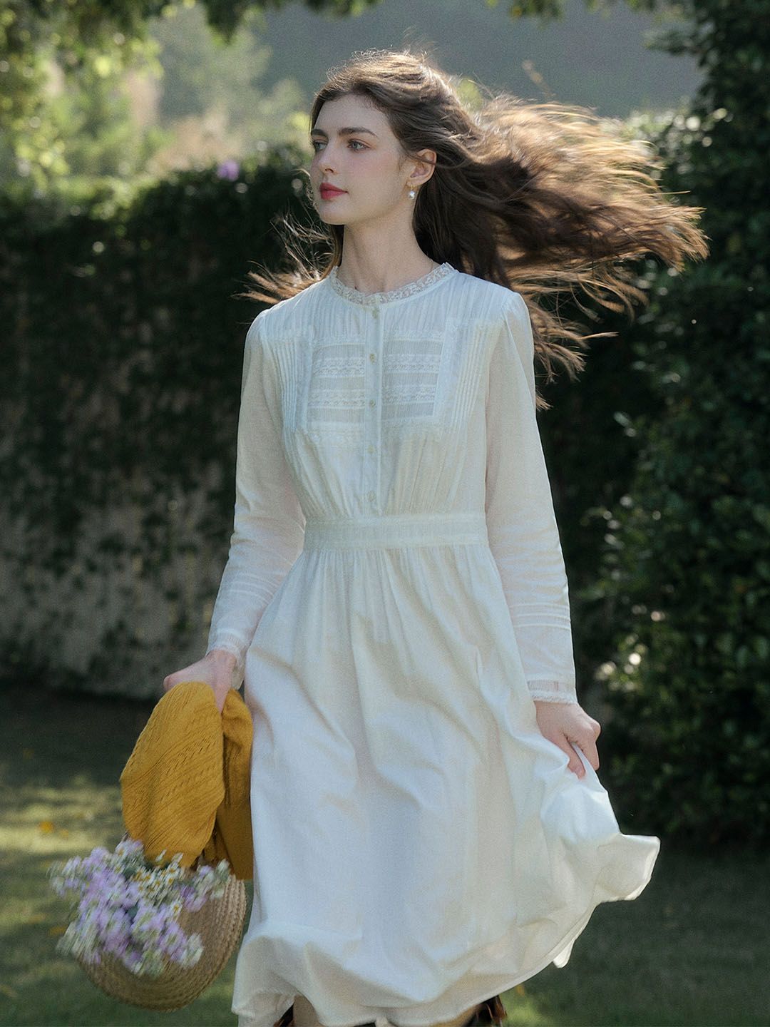 Rachel Romantic Lace Patchwork Cotton Dress sold by Simple Retro product image thumbnail 5