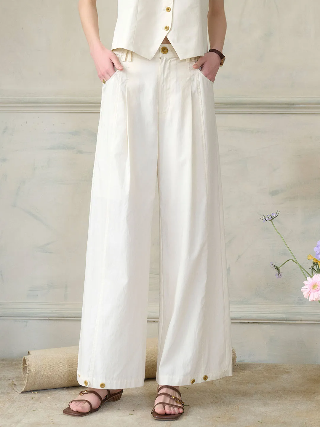 Briella Casual High-waisted Straight Trousers sold by Simple Retro