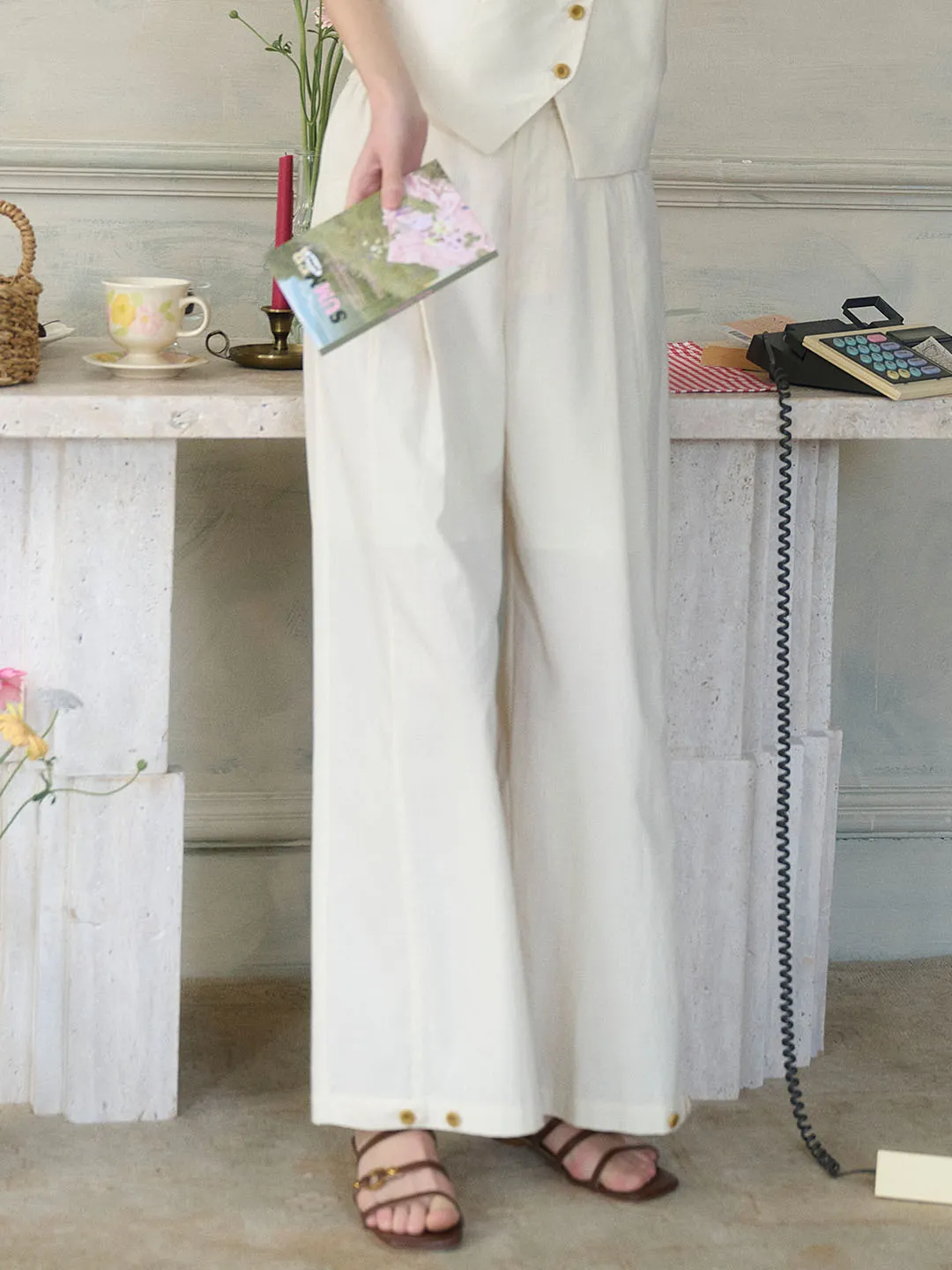 Briella Casual High-waisted Straight Trousers sold by Simple Retro product image thumbnail 4