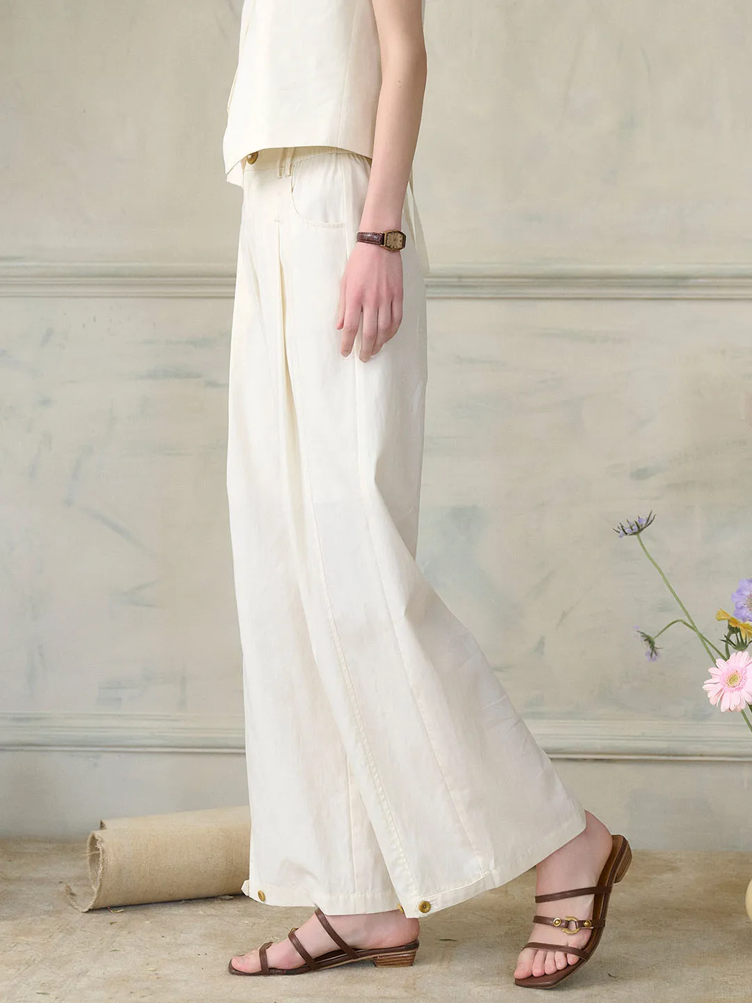 Briella Casual High-waisted Straight Trousers sold by Simple Retro product image thumbnail 5