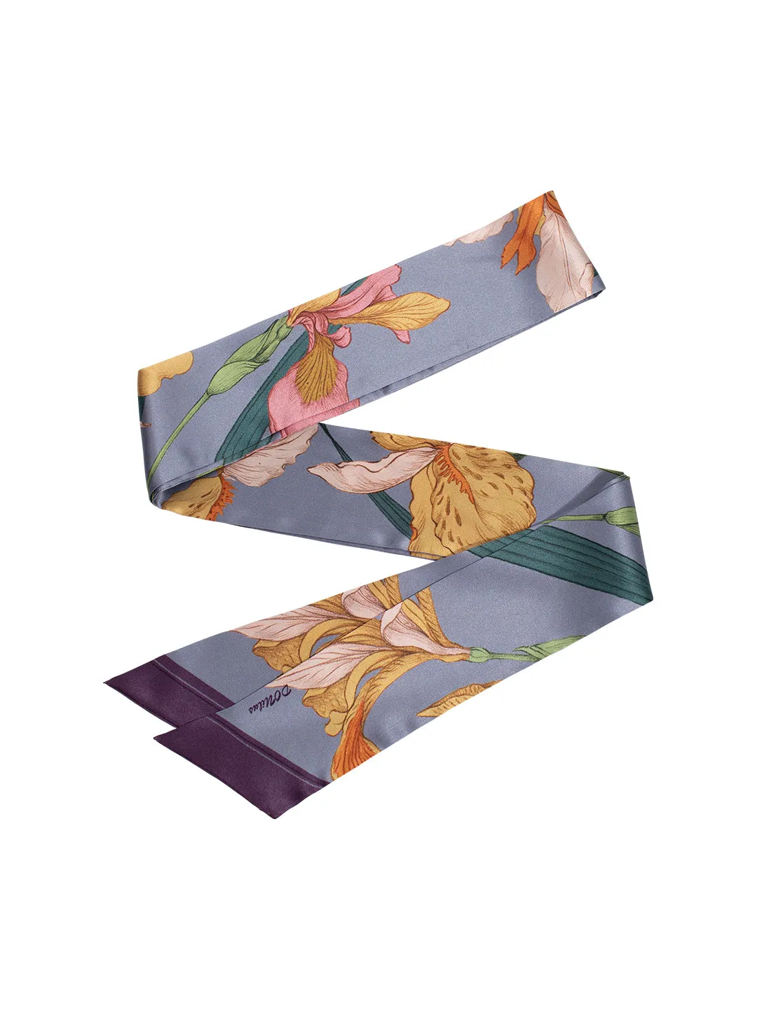 Chowxiaodou 16 Momme Iris Silk neck bow -Purple sold by Simple Retro