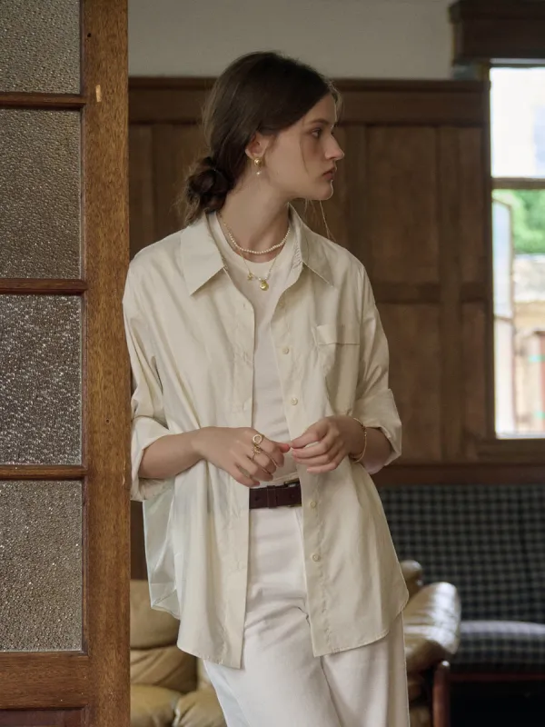 Abby Removable Collar and Cuffs Contrast Color Small Checkered Shirt - Beige sold by Simple Retro