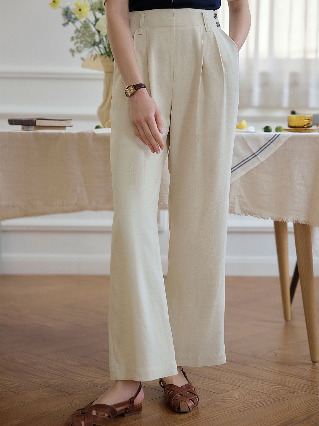 Rosalia Linen Casual Straight-Leg Pants sold by Simple Retro