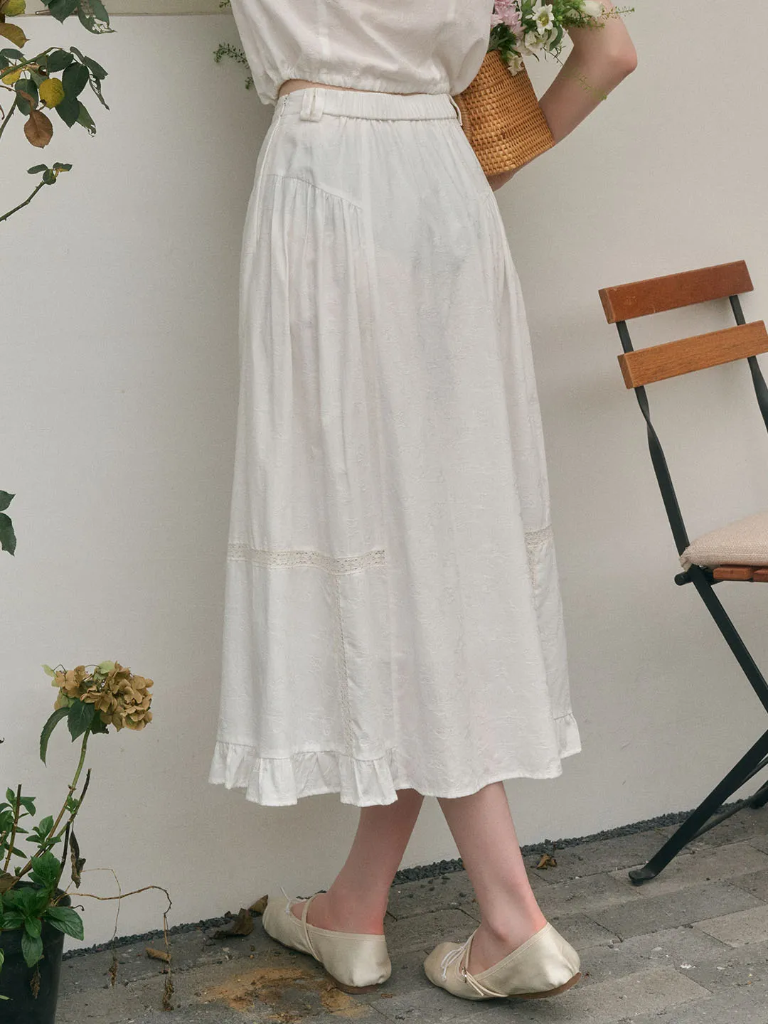 Faye Butterfly Jacquard Lace Trimmed Skirt sold by Simple Retro product image thumbnail 4