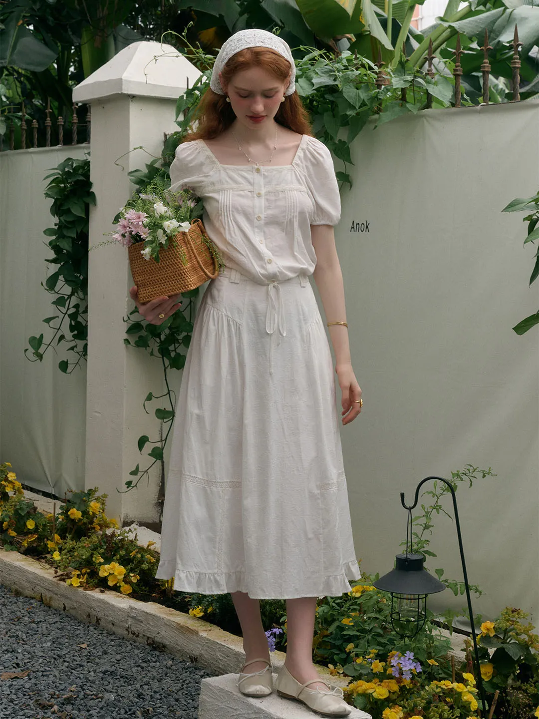 Faye Butterfly Jacquard Lace Trimmed Skirt sold by Simple Retro product image thumbnail 2