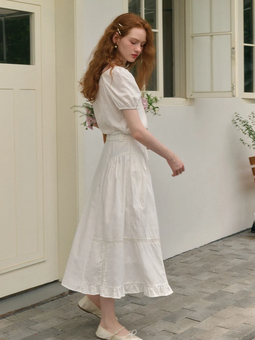 Faye Butterfly Jacquard Lace Trimmed Skirt sold by Simple Retro product image thumbnail 5