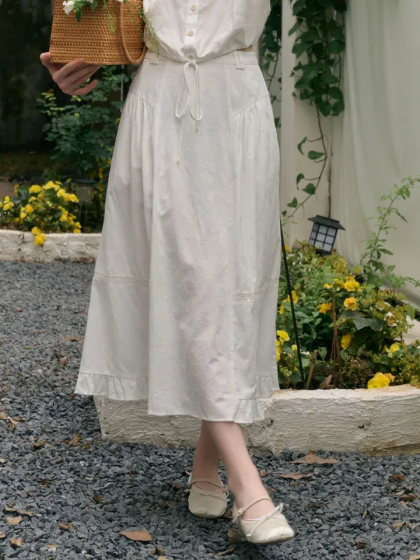 Faye Butterfly Jacquard Lace Trimmed Skirt sold by Simple Retro