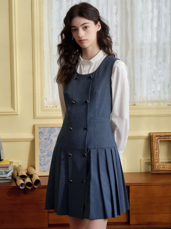 Rylee Double Breasted Pleated Hem Dress sold by Simple Retro