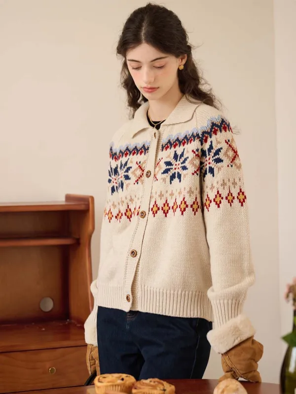 Freya Classic POLO Collar Fair Isle Geometric Sweater sold by Simple Retro