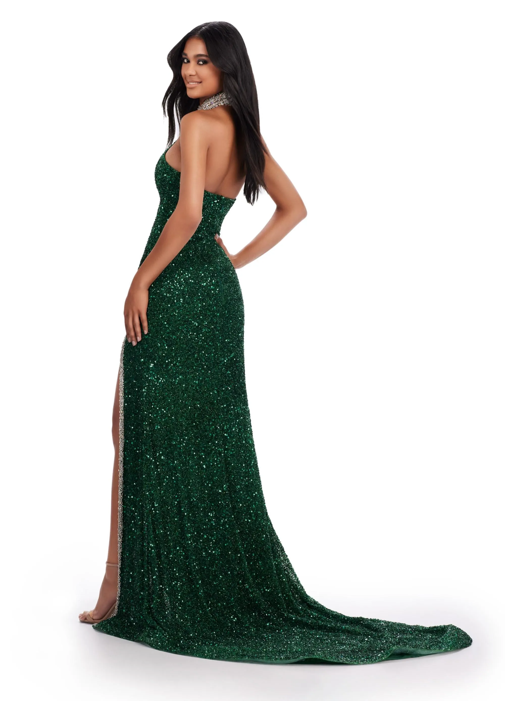 Ashley Lauren 11634 Halter Beaded Gown sold by Sparkly Gowns product image thumbnail 2