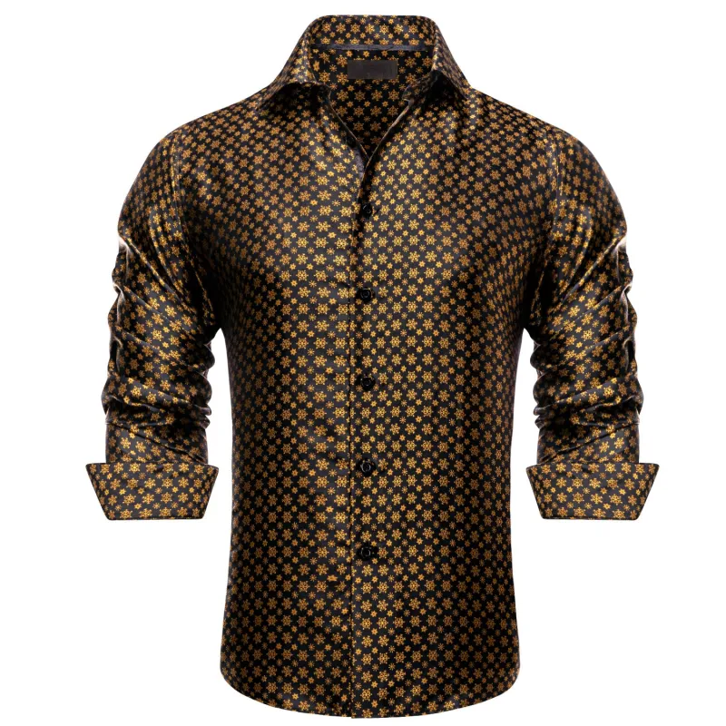 Golden Snow Christmas Black Novelty Men's Long Sleeve Shirt sold by Ties2You