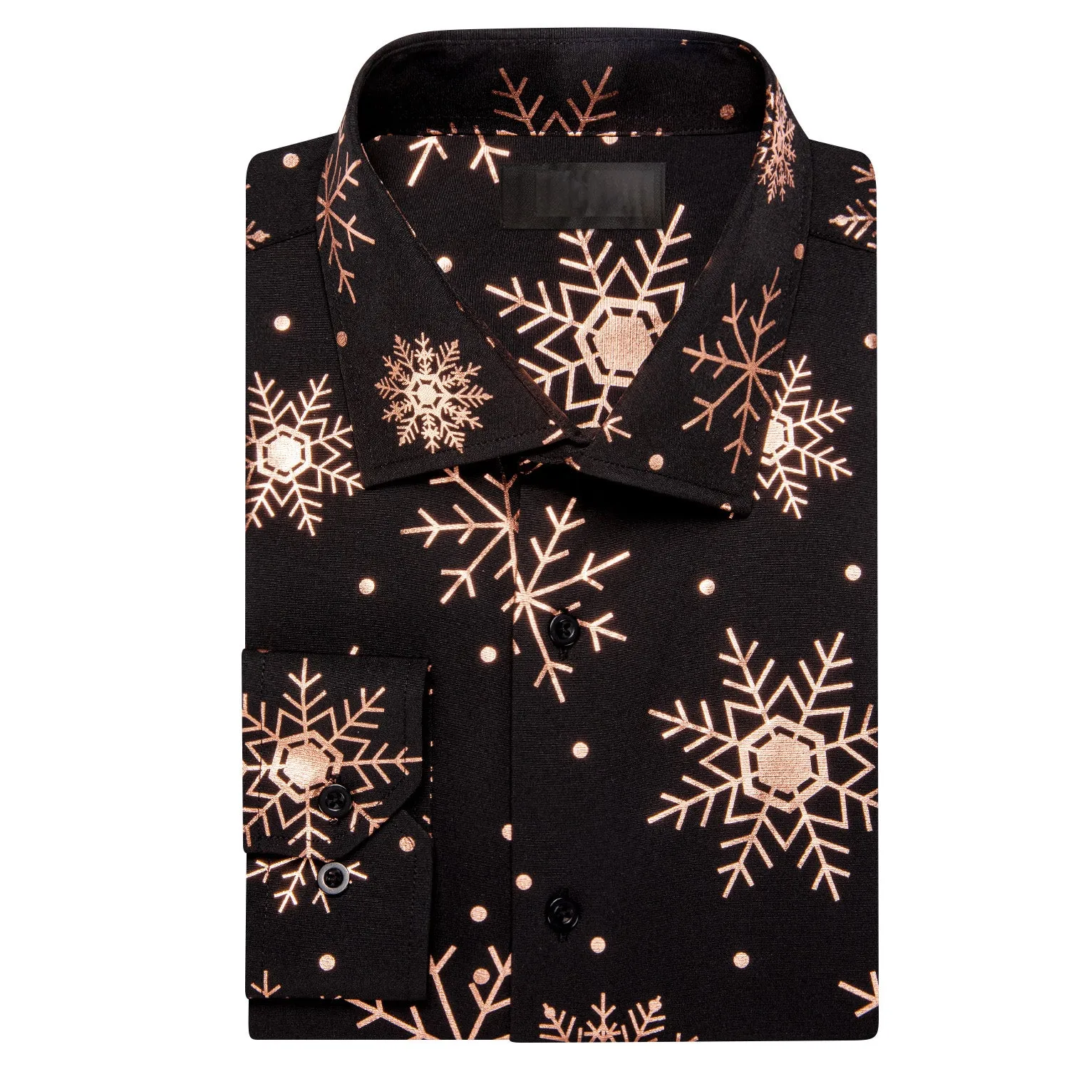 Black Christmas Rose Golden Snowflake Novelty Men's Long Sleeve Shirt sold by Ties2You product image thumbnail 2