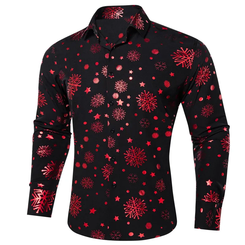 Black Red Snowflakes Long Sleeve Shirt Christmas sold by Ties2You