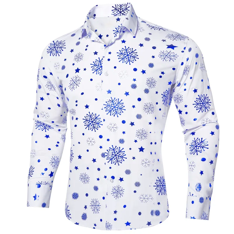 White Blue Snowflakes Long Sleeve Shirt Christmas sold by Ties2You