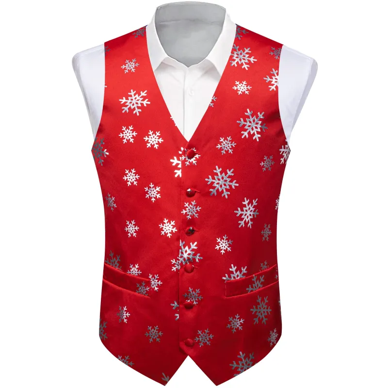 Christmas Red Snowflake Novelty Splicing Jacquard Men's Vest sold by Ties2You