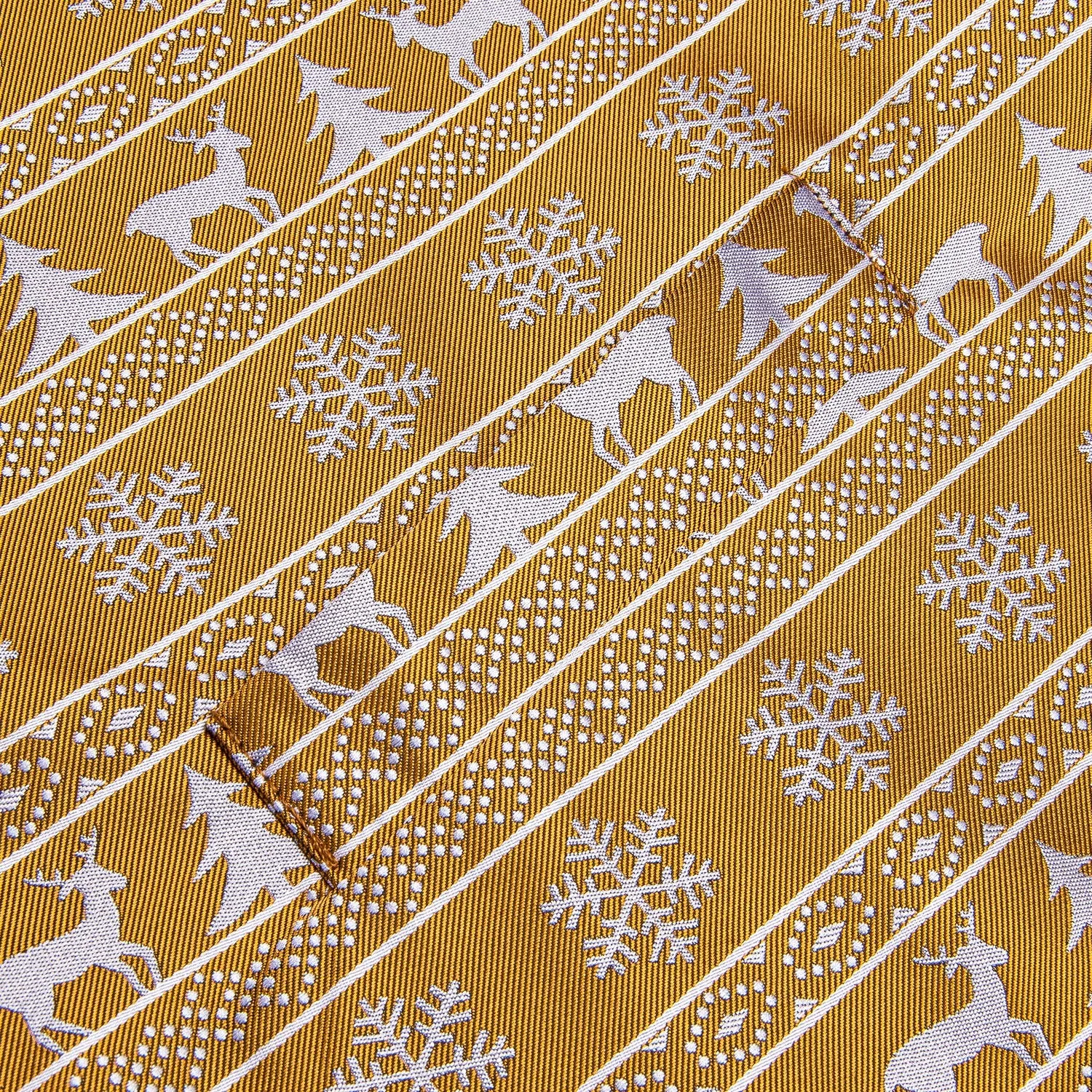 GoldEnrod White Christmas Deer Novelty Jacquard Silk Men's Vest Hanky Cufflinks Tie Set sold by Ties2You product image thumbnail 5