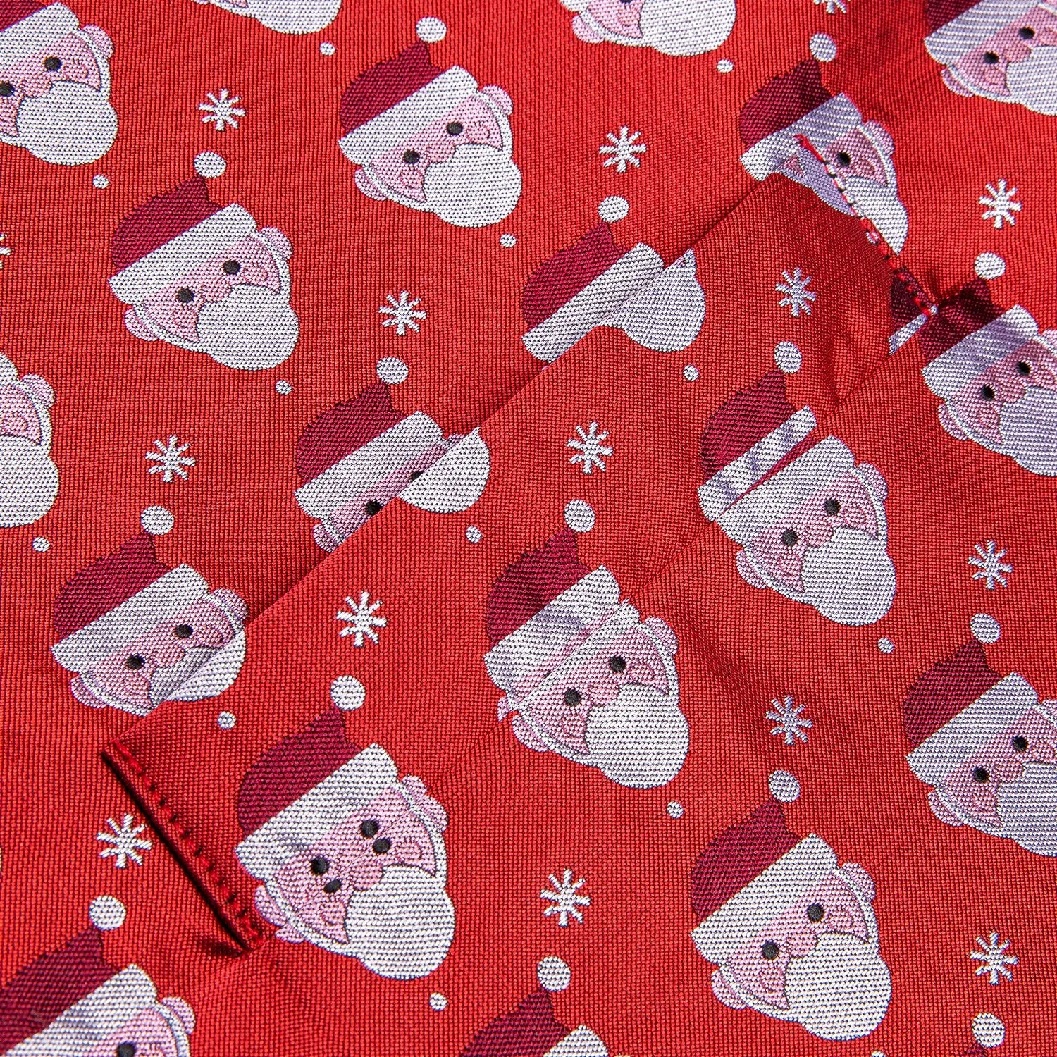 Red White Christmas Santa Claus Novelty Jacquard Silk Men's Vest Hanky Cufflinks Tie Set sold by Ties2You product image thumbnail 5