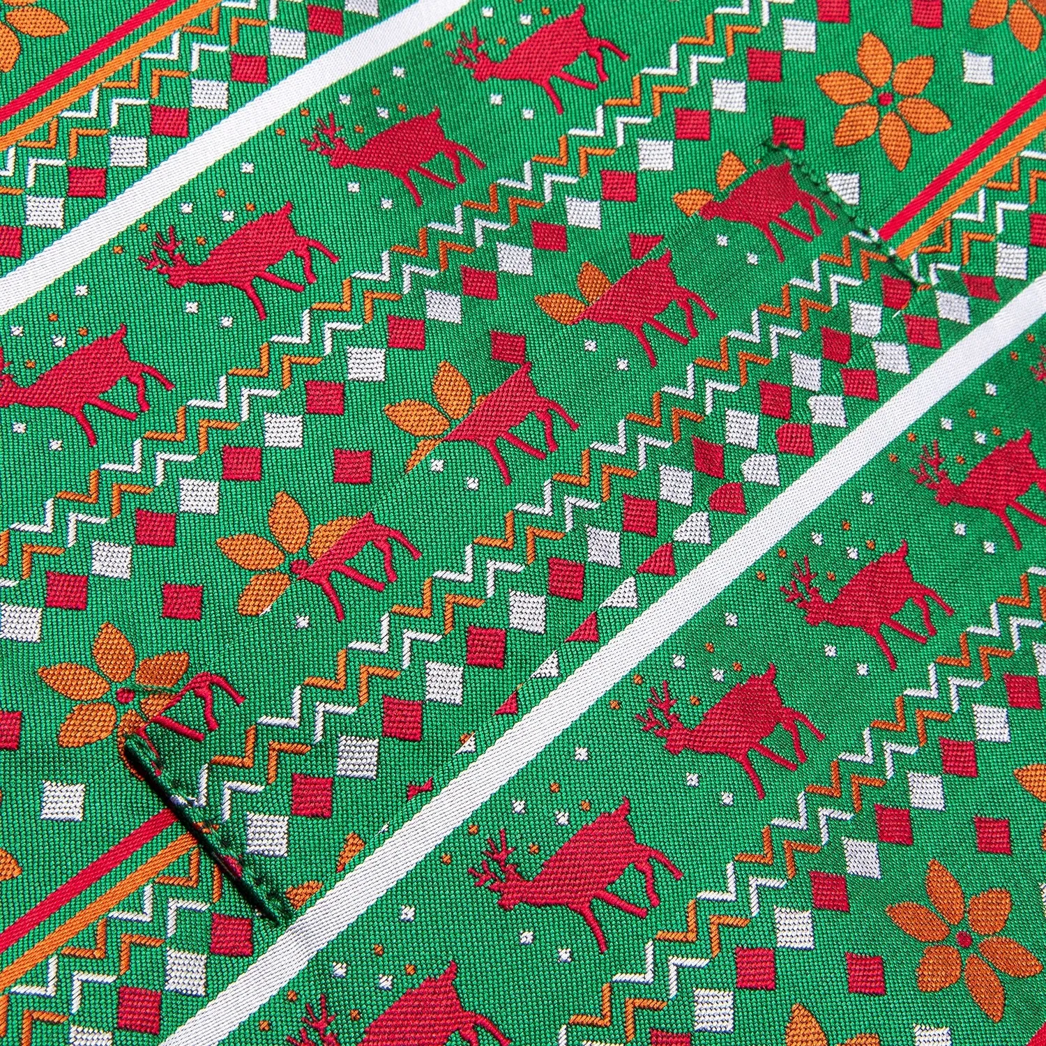 Green Orange Christmas Red Deer Novelty Jacquard Silk Men's Vest Hanky Cufflinks Tie Set sold by Ties2You product image thumbnail 5