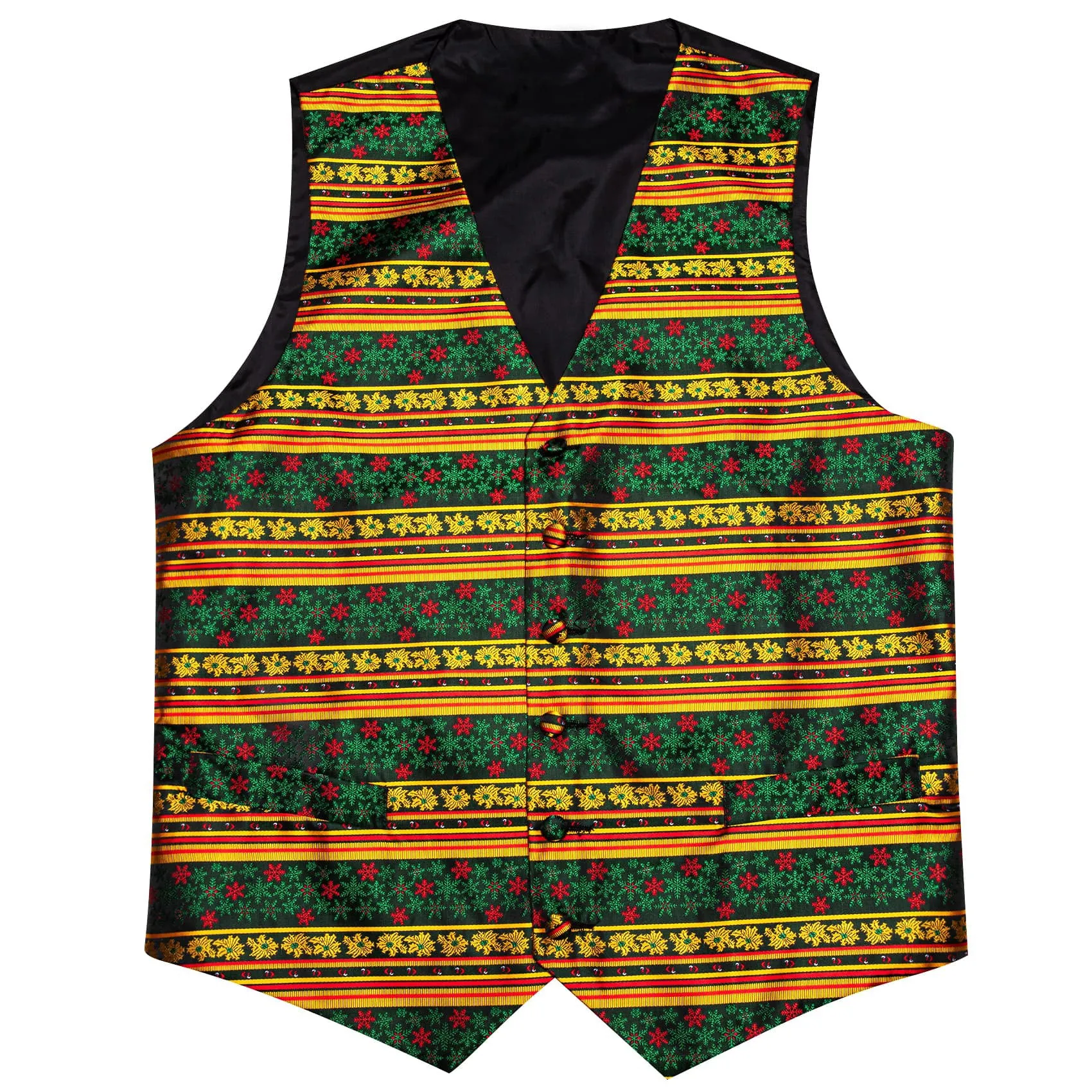 Ties2you Christmas Vest Yellow Green Snowflake Novelty Silk Men's Vest Tie Set sold by Ties2You product image thumbnail 5