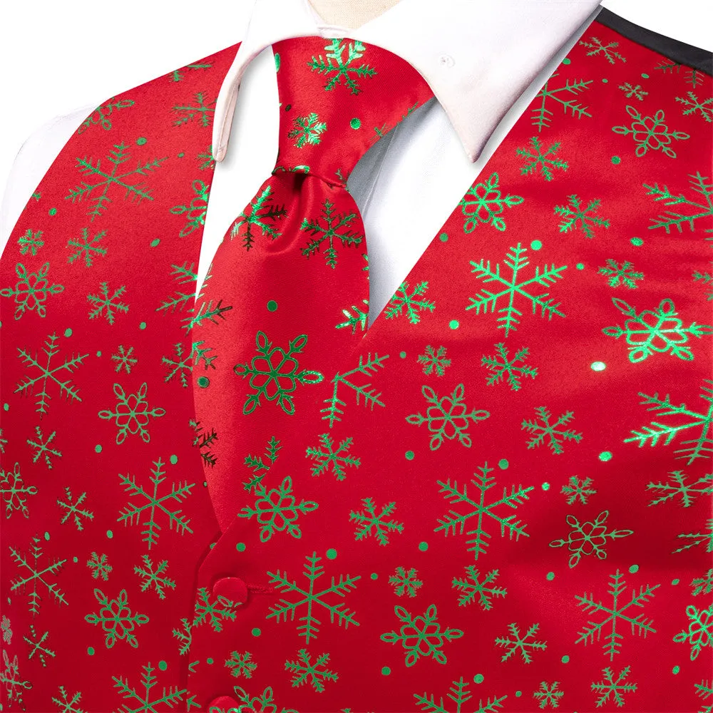 Ties2you Mens Silk Waistcoat Red Green Christmas Elements Vest Necktie Set sold by Ties2You product image thumbnail 3
