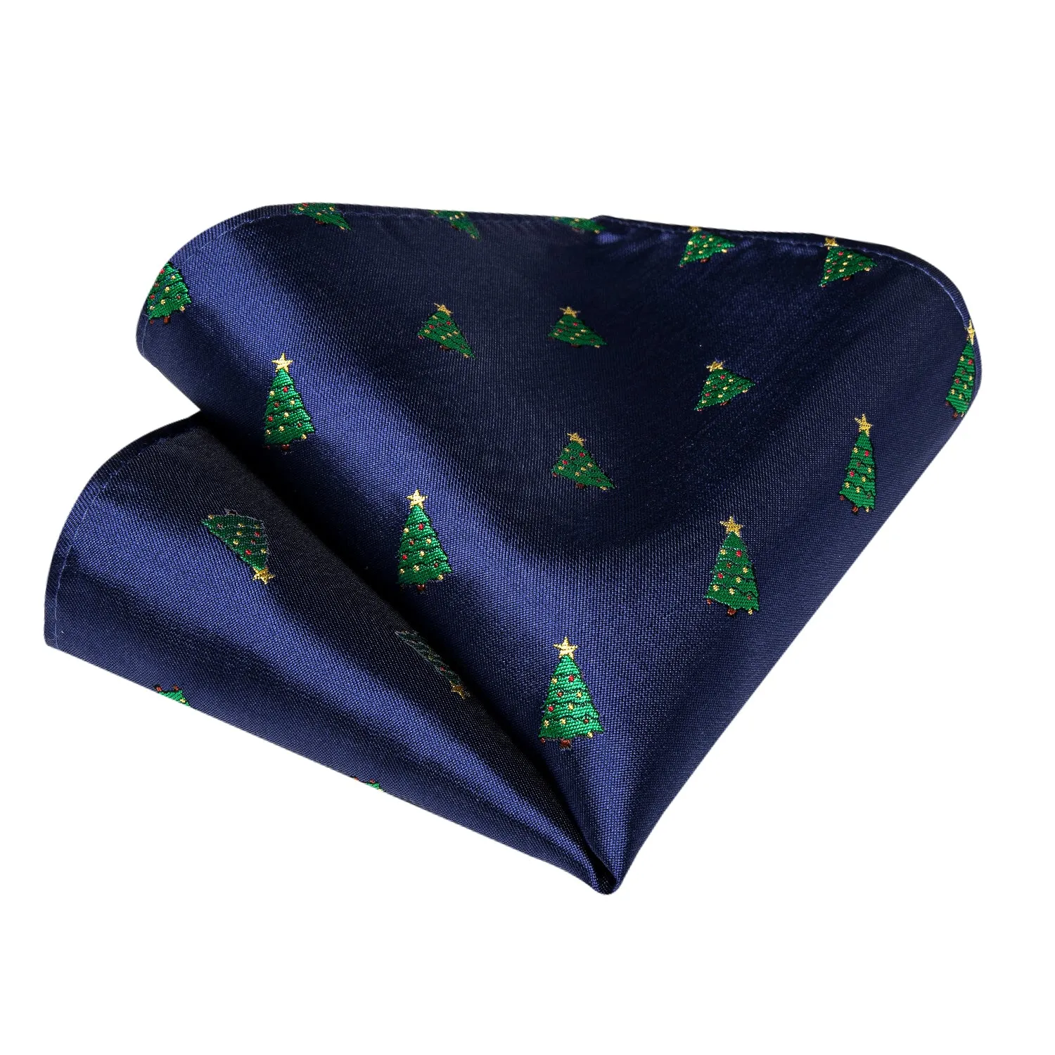 Christmas Deep Blue Xmas Tree Novelty Men's Necktie Pocket Square Cufflinks Set sold by Ties 2 You product image thumbnail 4