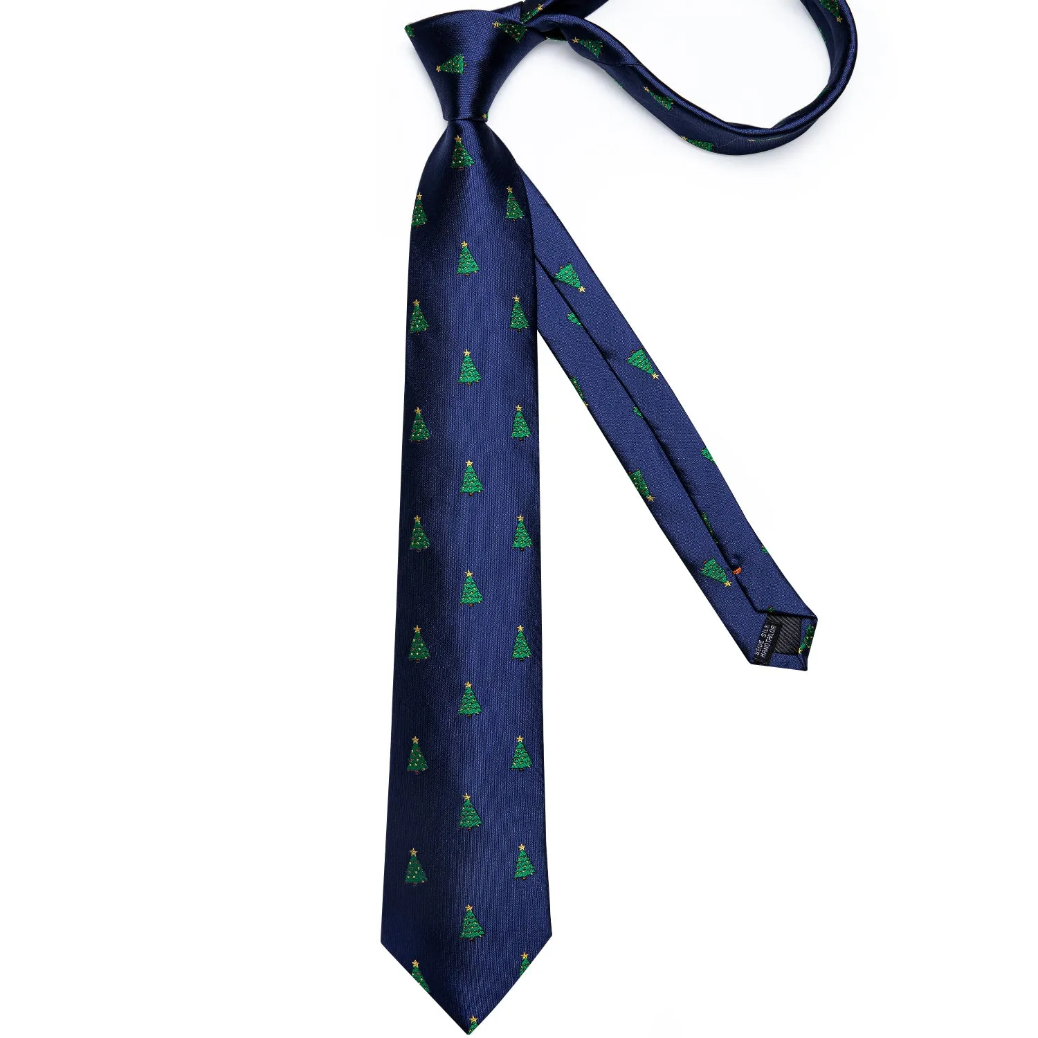 Christmas Deep Blue Xmas Tree Novelty Men's Necktie Pocket Square Cufflinks Set sold by Ties 2 You product image thumbnail 5