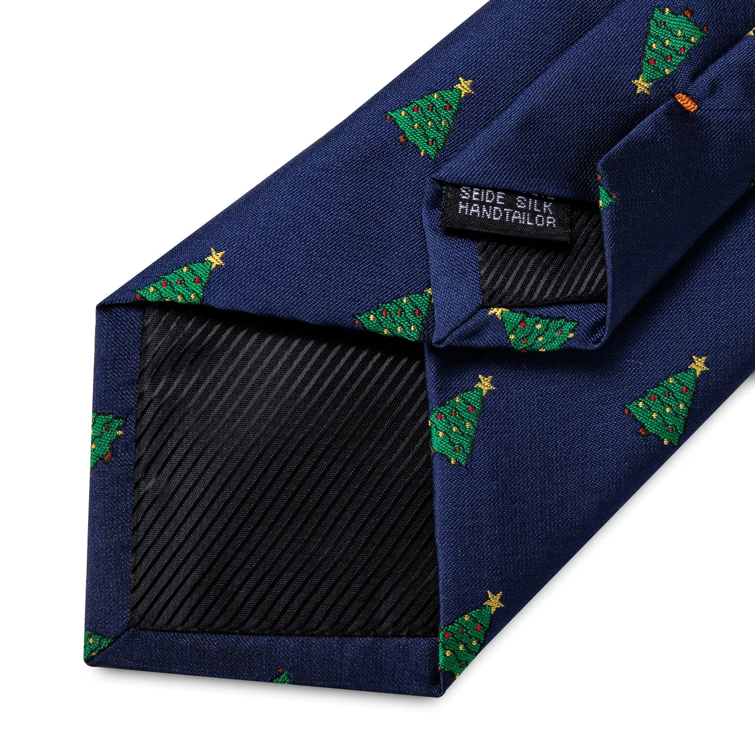 Christmas Deep Blue Xmas Tree Novelty Men's Necktie Pocket Square Cufflinks Set sold by Ties 2 You product image thumbnail 3