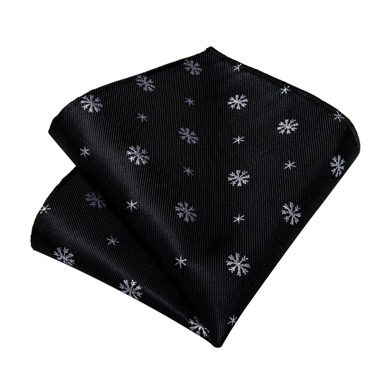 Christmas Black White Snowflake Floral Silk Men's Necktie Hanky Cufflinks Set sold by Ties2You product image thumbnail 4