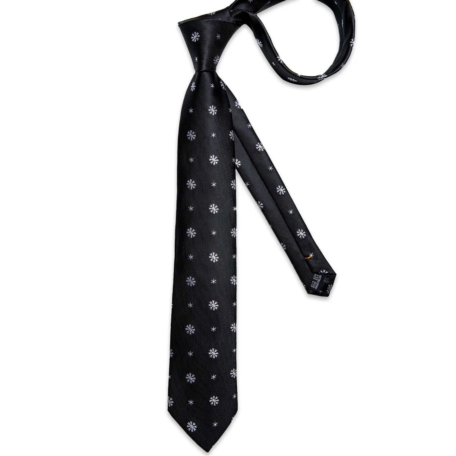 Christmas Black White Snowflake Floral Silk Men's Necktie Hanky Cufflinks Set sold by Ties2You product image thumbnail 3