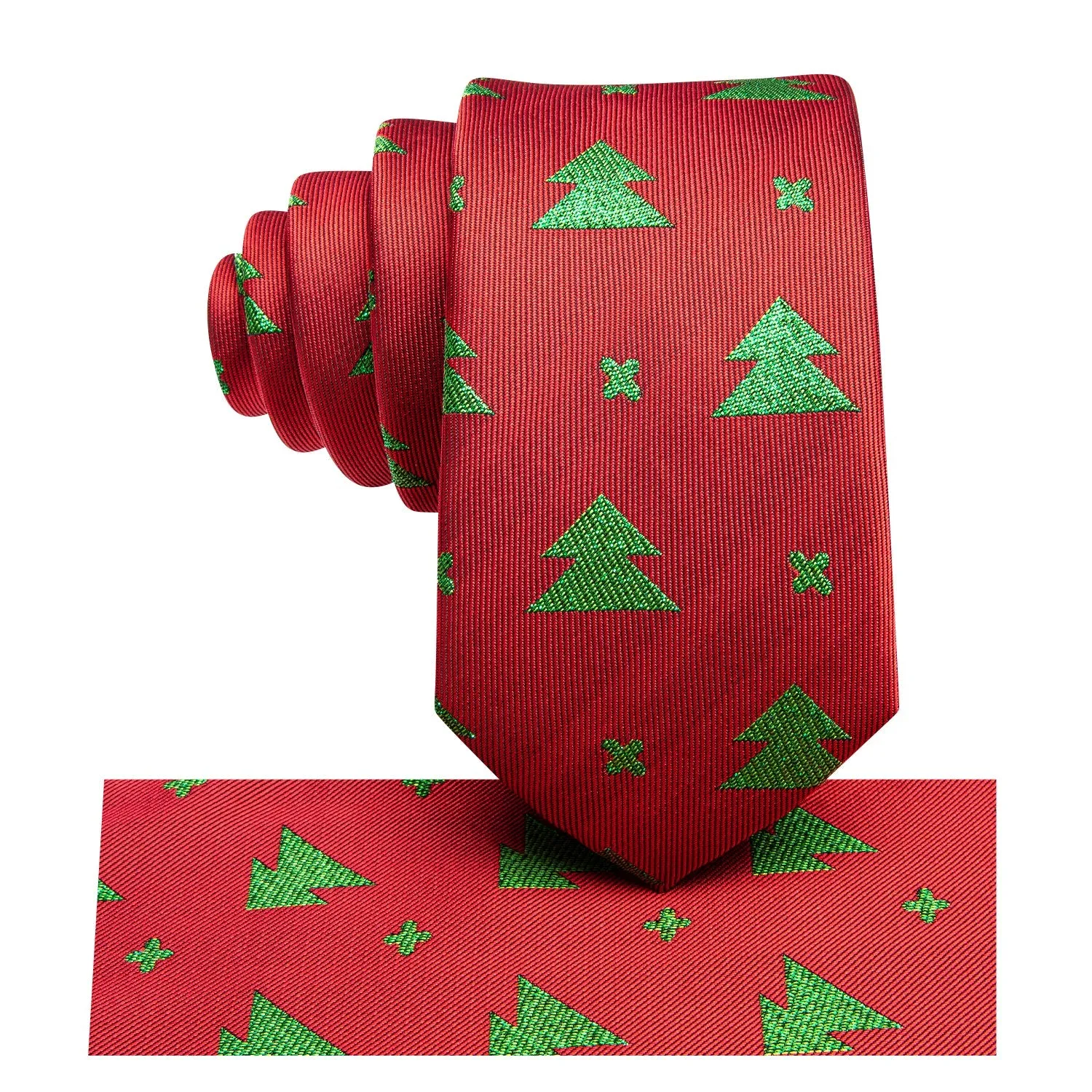 Christmas Red Green Xmas Tree Pattern Novelty Men's Necktie Hanky Cufflinks Set sold by Ties2You product image thumbnail 3