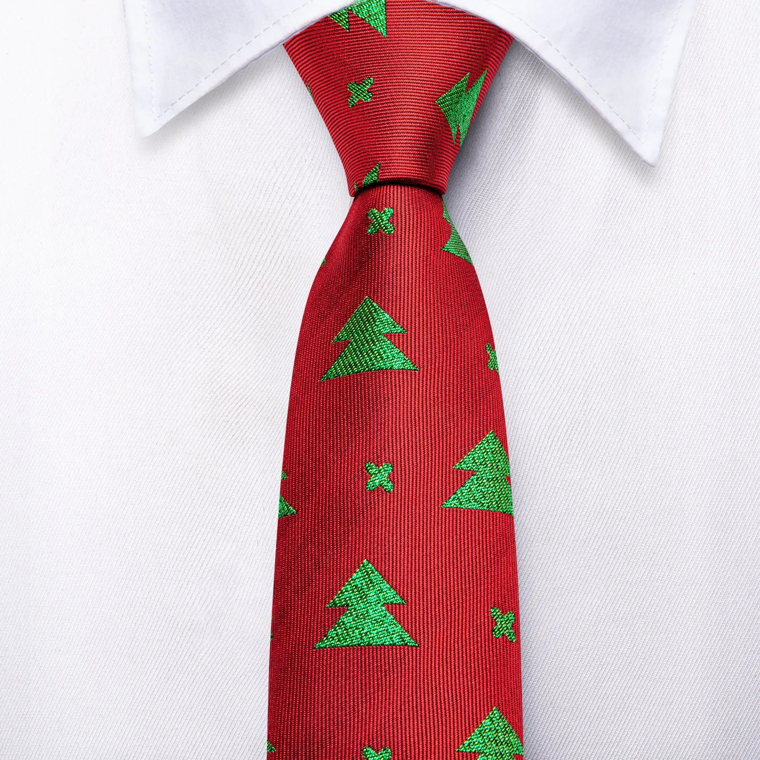 Christmas Red Green Xmas Tree Pattern Novelty Men's Necktie Hanky Cufflinks Set sold by Ties2You product image thumbnail 4