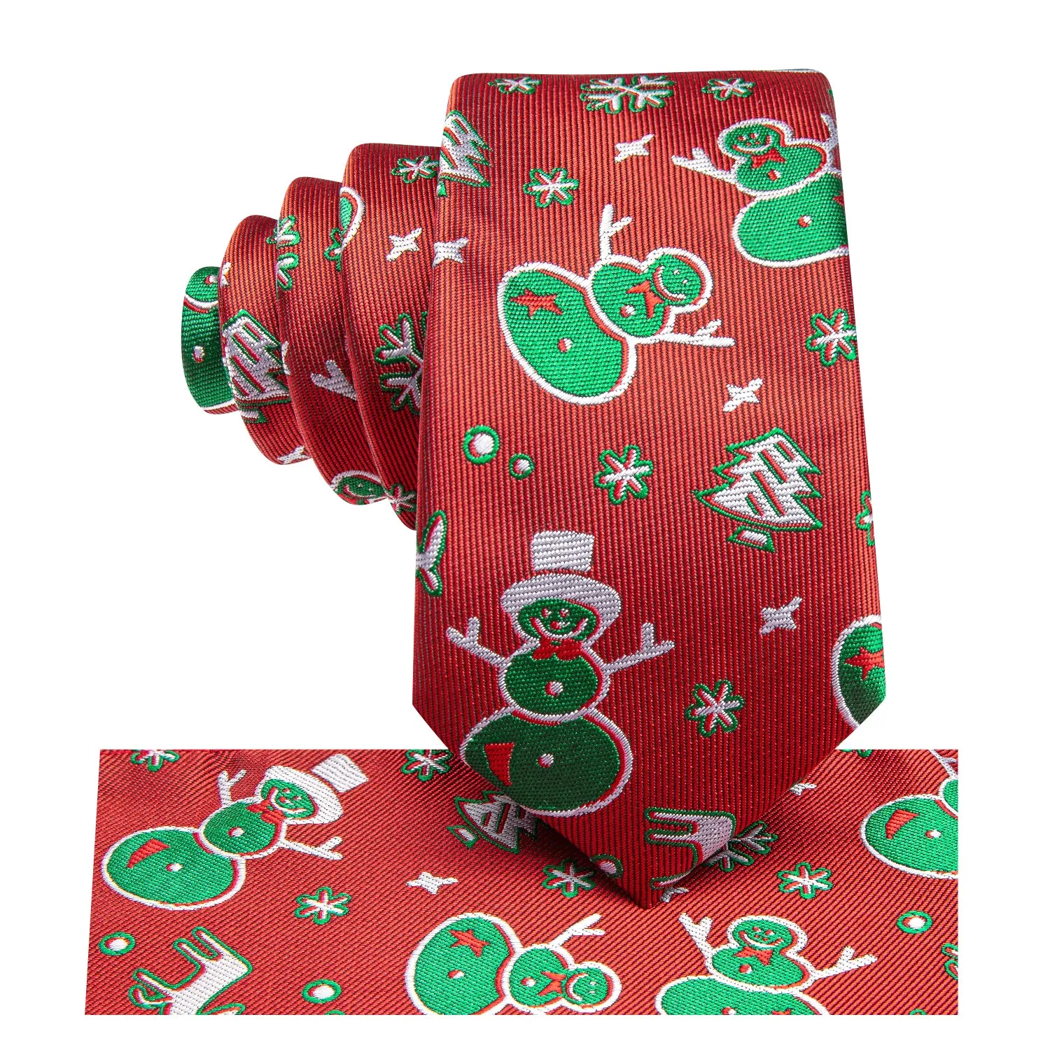 Christmas Red Green Snowman Pattern Novelty Men's Necktie Hanky Cufflinks Set sold by Ties2You product image thumbnail 4