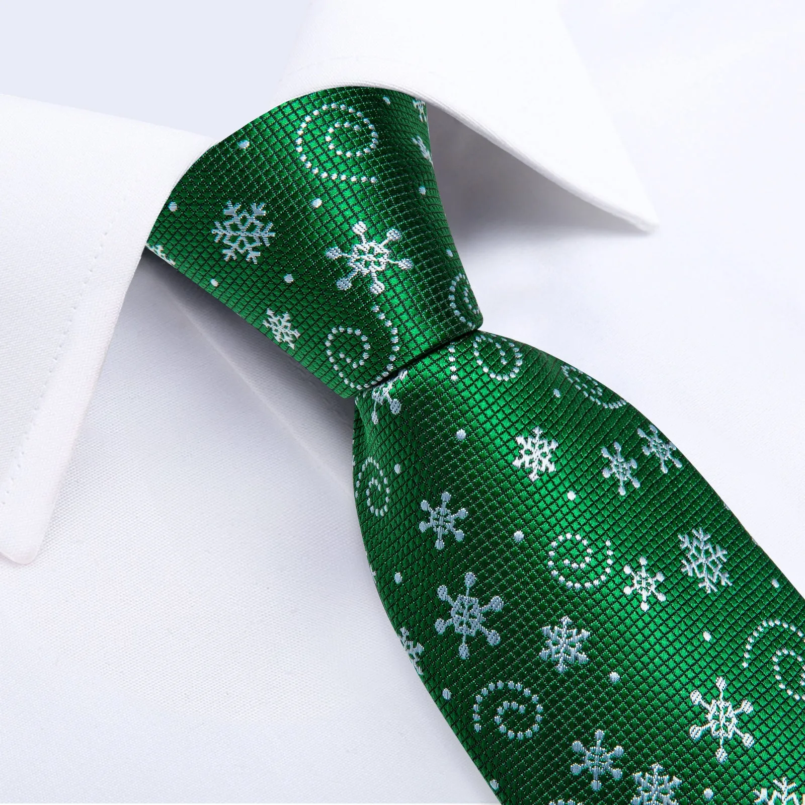Christmas Green Snow Novelty Silk Men's Necktie Pocket Square Cufflinks Set sold by Ties2You product image thumbnail 4