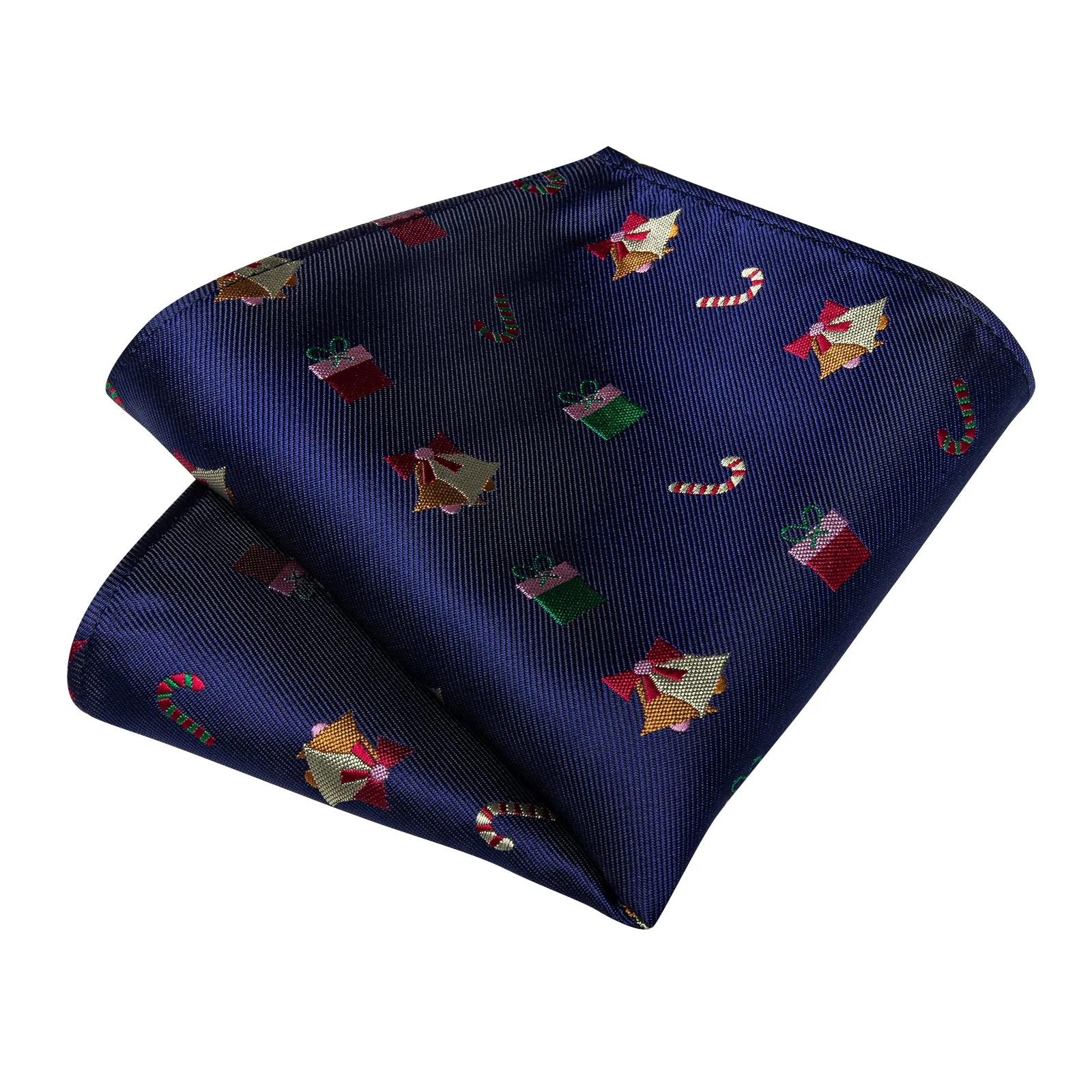 Christmas Dark Blue Xmas Gift Novelty Silk Men's Necktie Pocket Square Cufflinks Set sold by Ties2You product image thumbnail 3