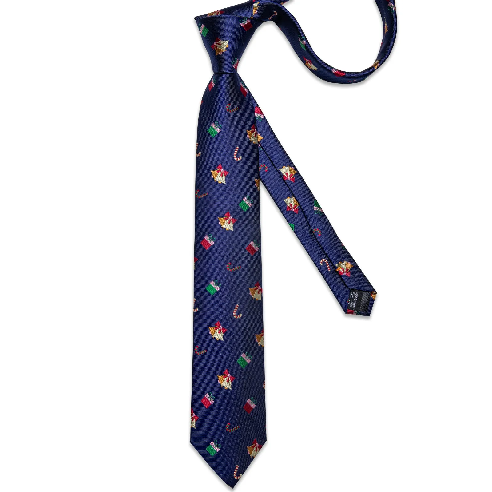 Christmas Dark Blue Xmas Gift Novelty Silk Men's Necktie Pocket Square Cufflinks Set sold by Ties2You product image thumbnail 5