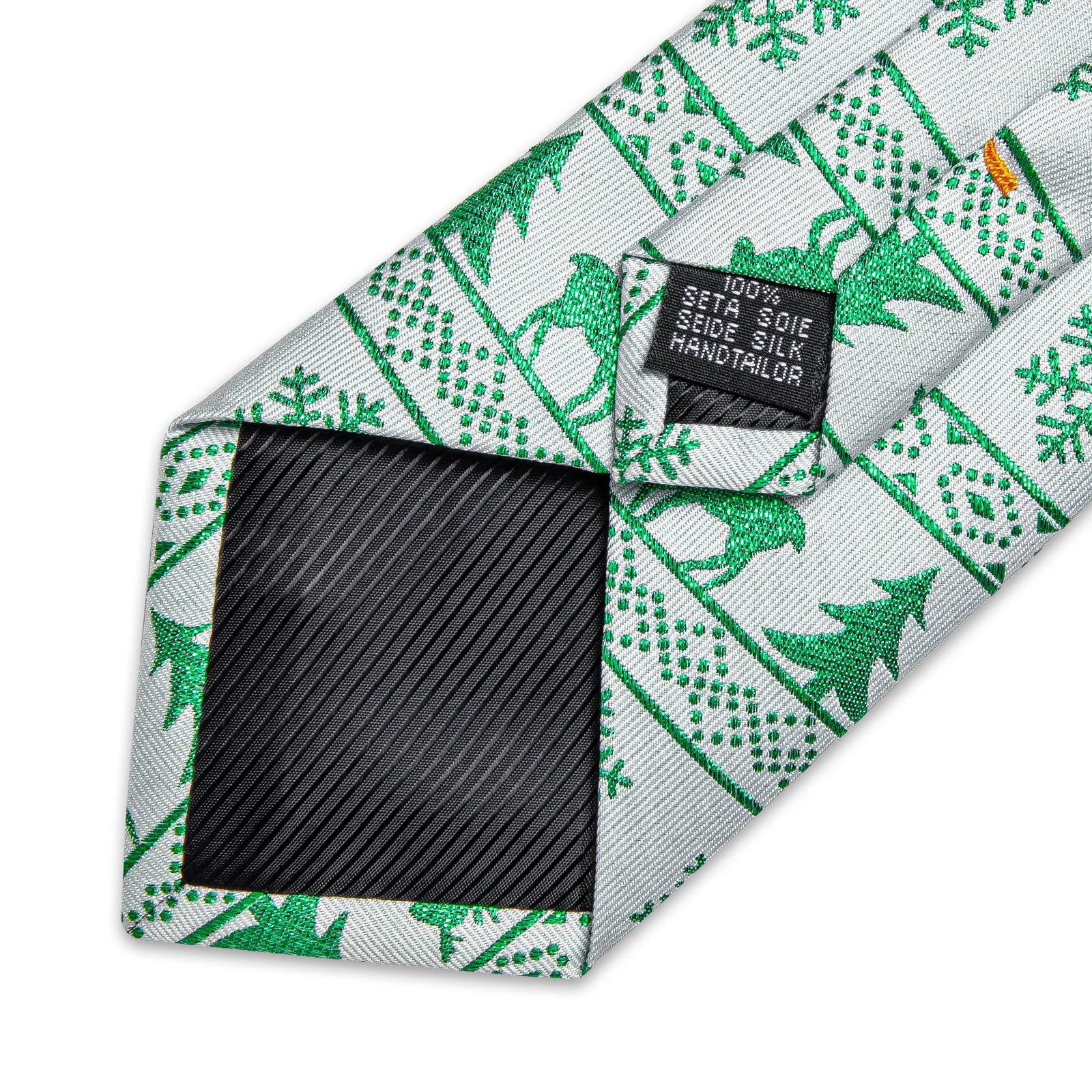 Christmas White Green Xmas Style Novelty Silk Men's Necktie Pocket Square Cufflinks Set sold by Ties2You product image thumbnail 4