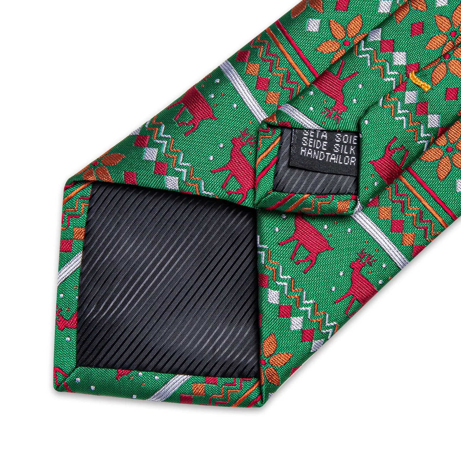Christmas Green Xmas Style Novelty Silk Men's Necktie Pocket Square Cufflinks Set sold by Ties2You product image thumbnail 5