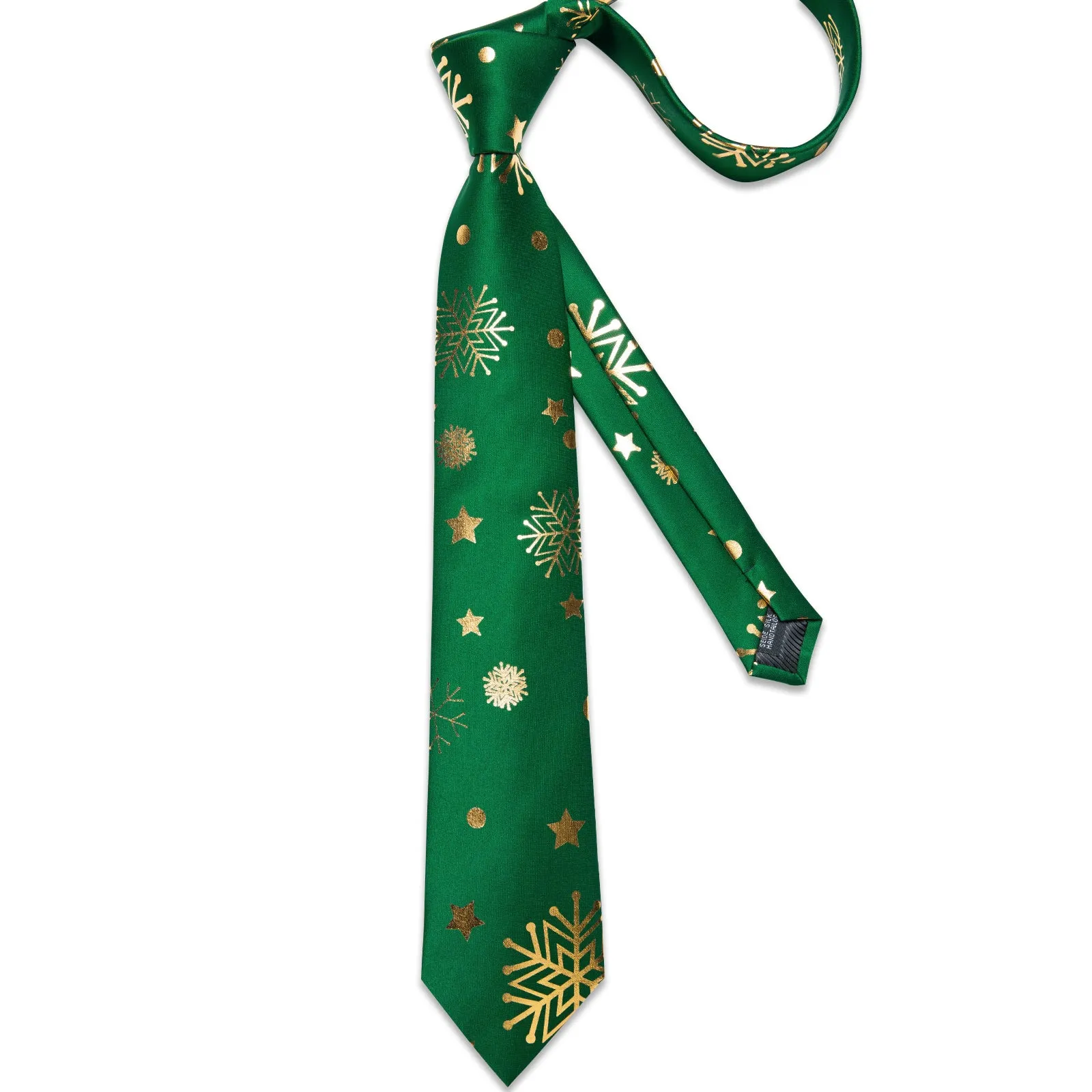 Christmas Green Golden Snow Star Novelty Men's Necktie Hanky Cufflinks Set sold by Ties2You product image thumbnail 3