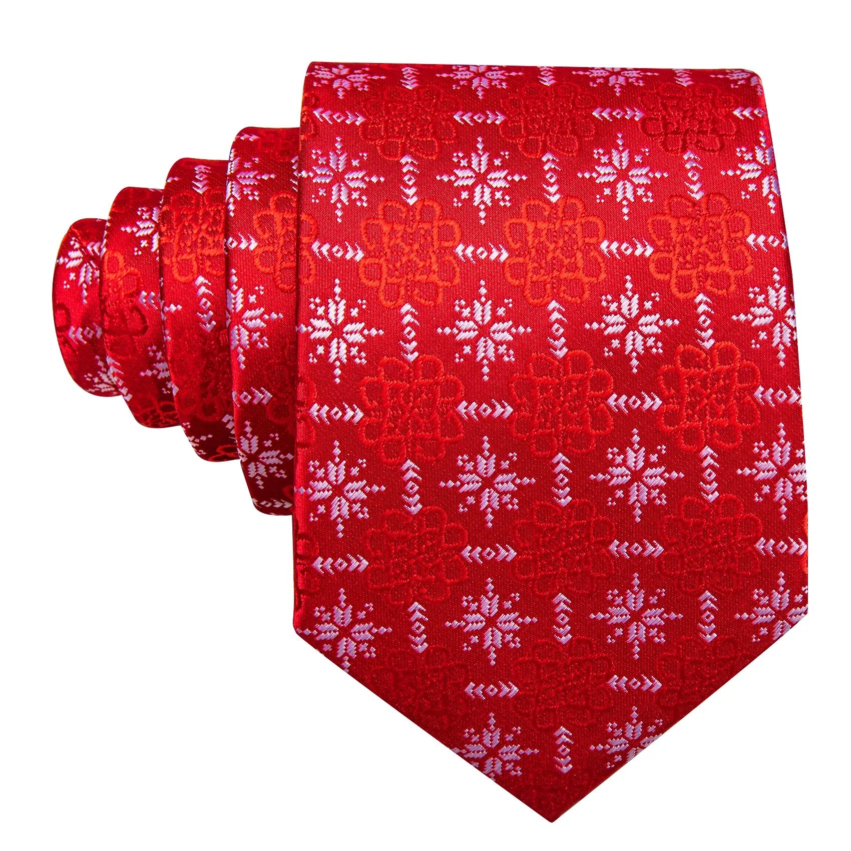Christmas Red White Snow Floral Men's Tie Pocket Square Cufflinks Set sold by Ties2You product image thumbnail 5
