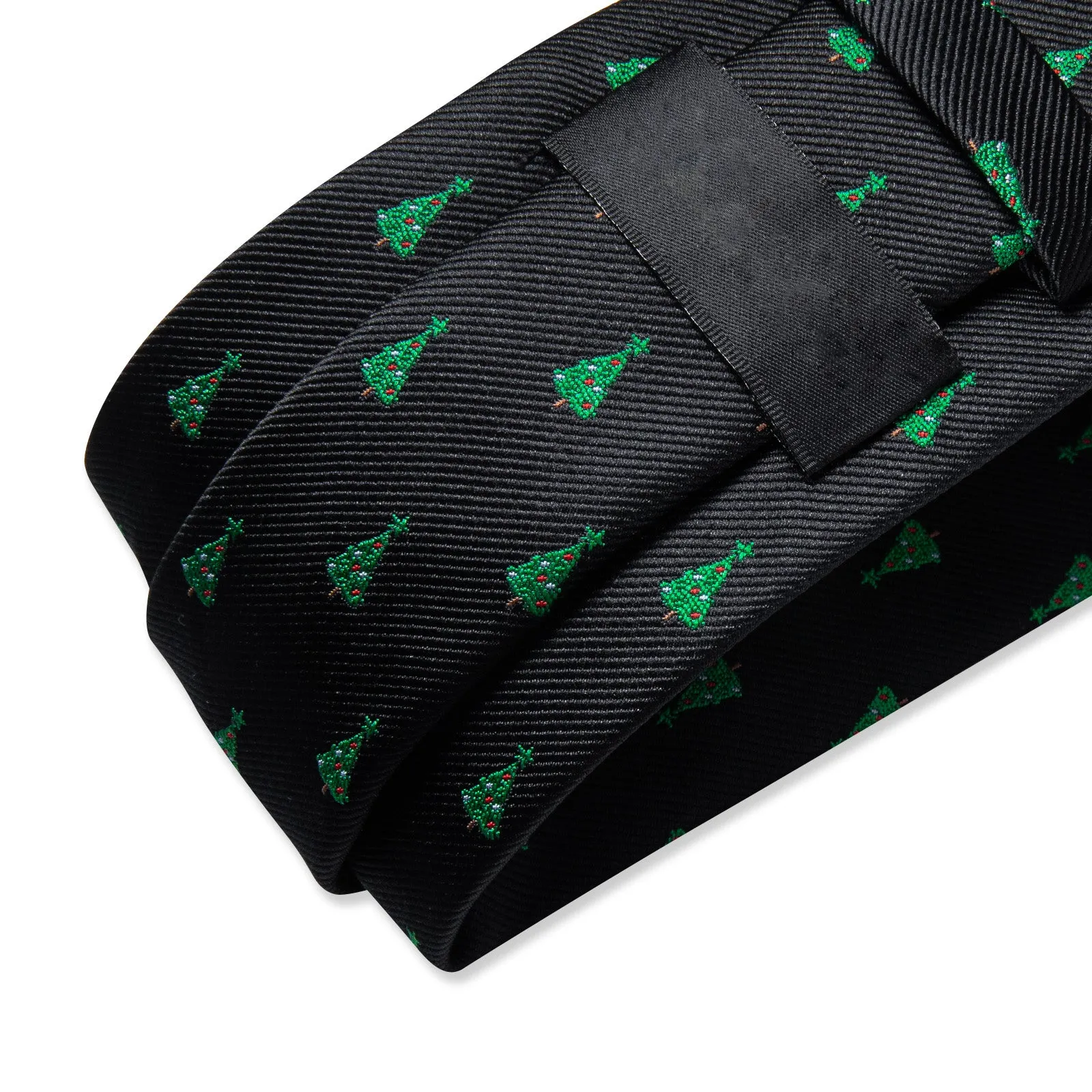 Christmas Black Green Trees Silk Men's Necktie Pocket Square Cufflinks Set sold by Ties2You product image thumbnail 5