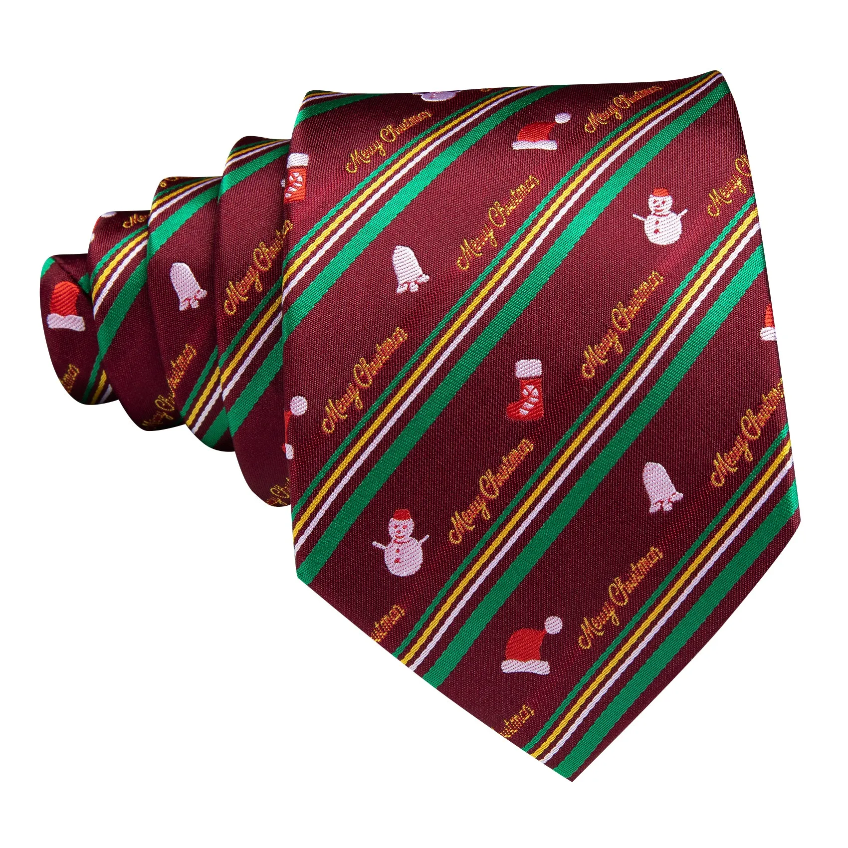 Ties2you Red Christmas Tie Funny Novelty Silk Men's Necktie Pocket Square Cufflinks Set sold by Ties2You product image thumbnail 4