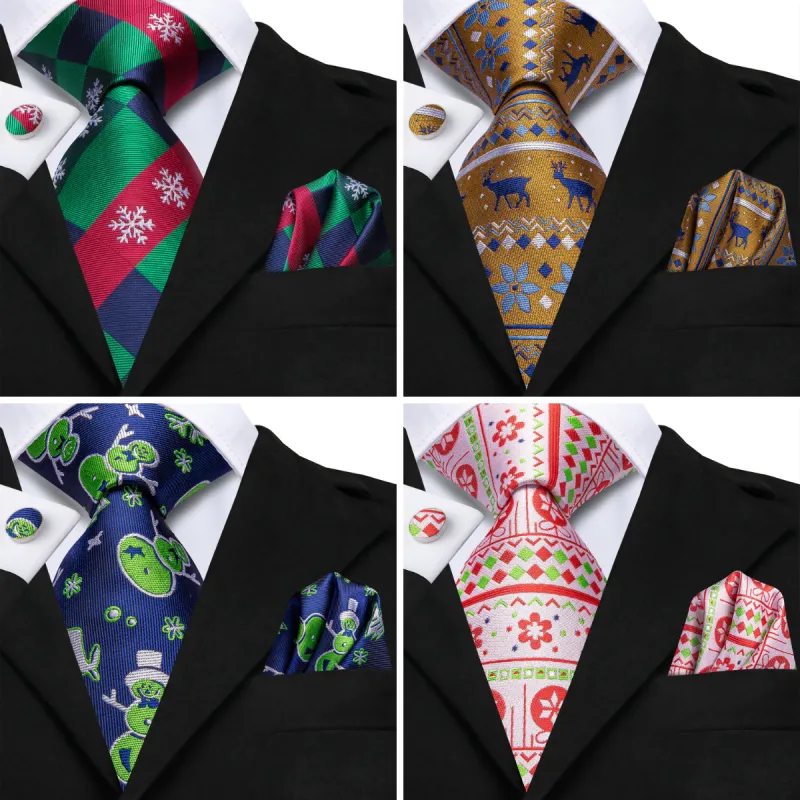 Ties2you Novelty Christmas Ties 2023 4PCS Necktie Cufflinks Hanky Set for Men sold by Ties 2 You