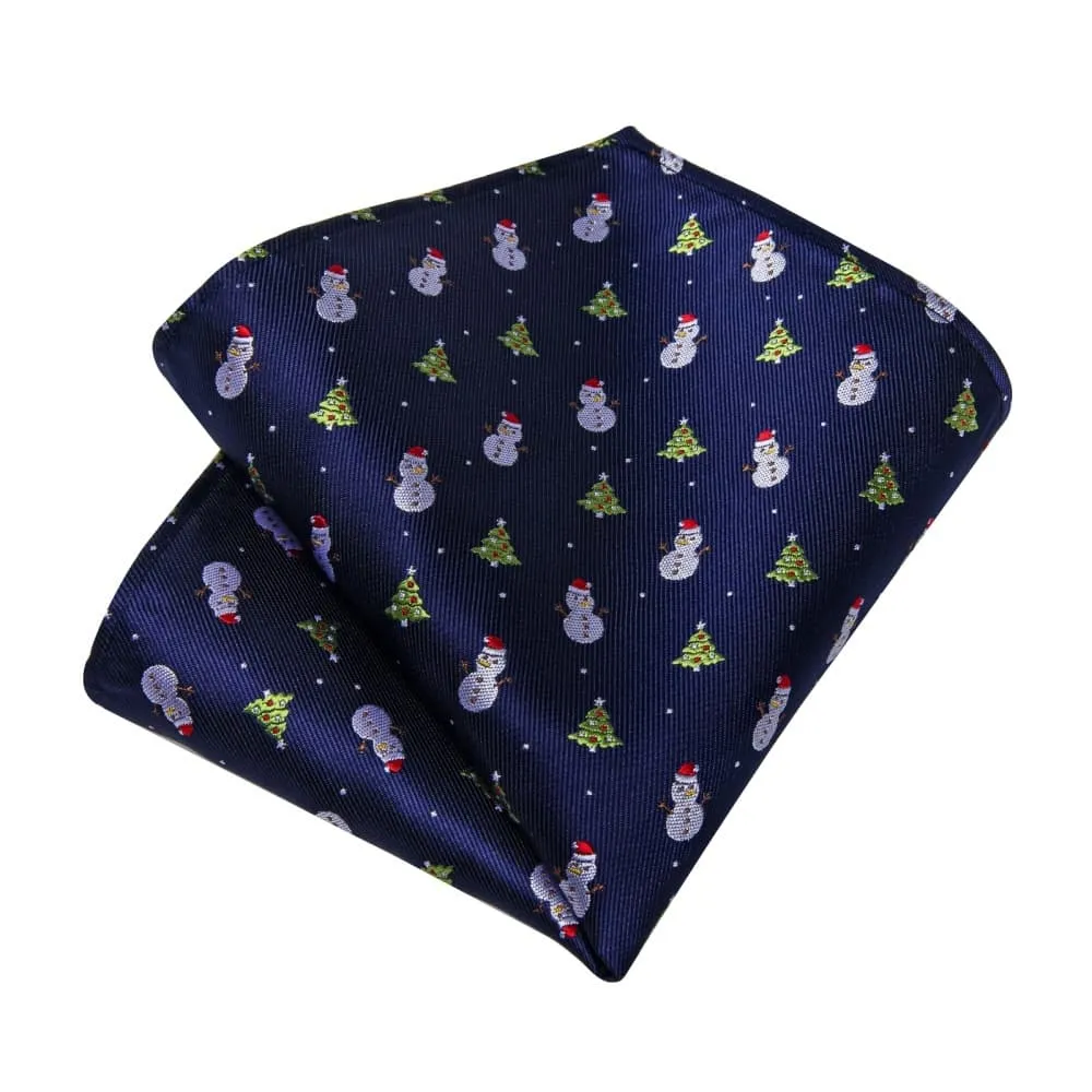 Ties2you Blue Green Christmas Tree Snowman Necktie Pocket Square Cufflinks Set sold by Ties2You product image thumbnail 4