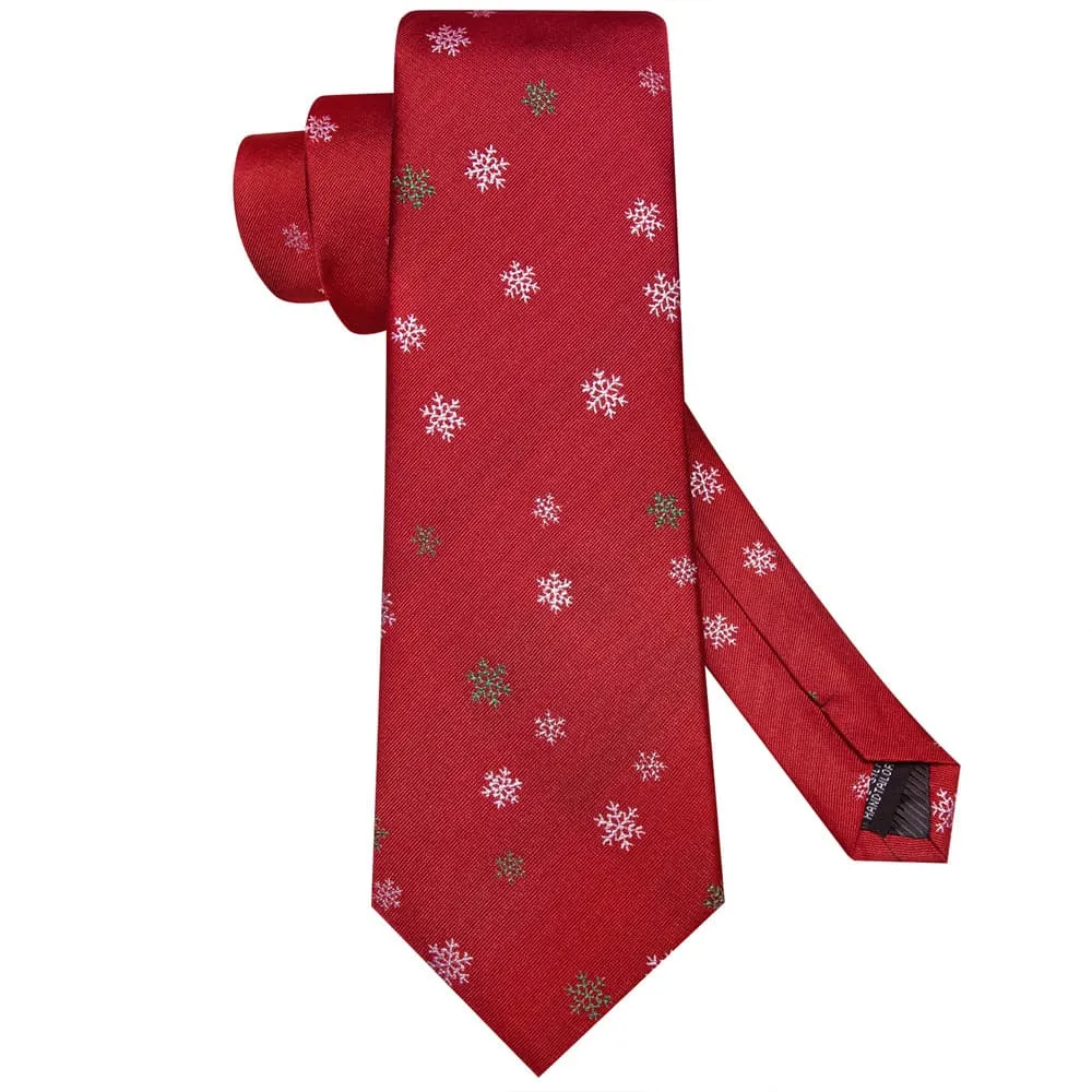 Ties2you Red White Christmas Snowflake Necktie Pocket Square Cufflinks Set sold by Ties2You product image thumbnail 4