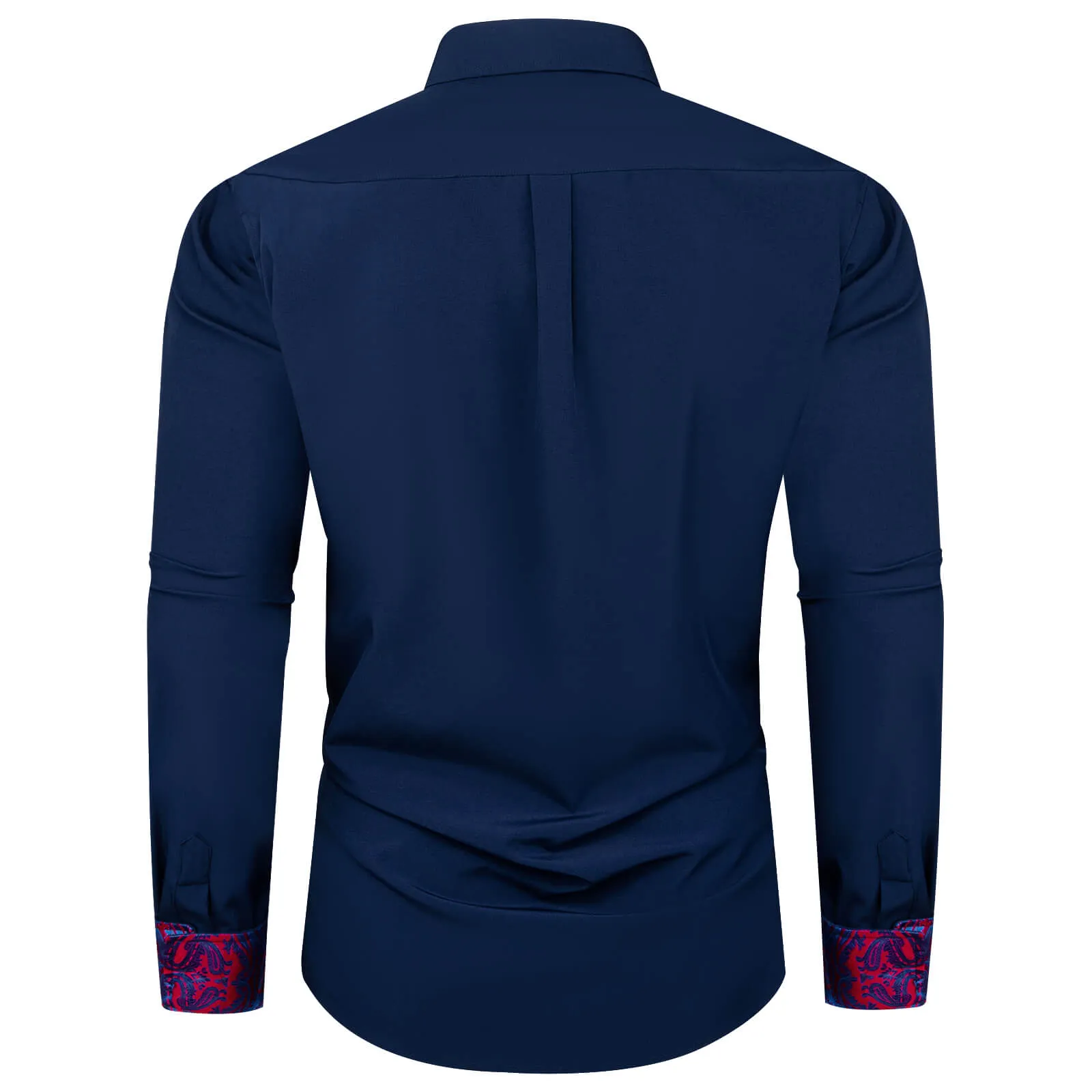 Ties2you Mens Shirt Navy Blue Splicing Dress Shirt Long Sleeve Button Down Business Shirt sold by Ties2You product image thumbnail 3